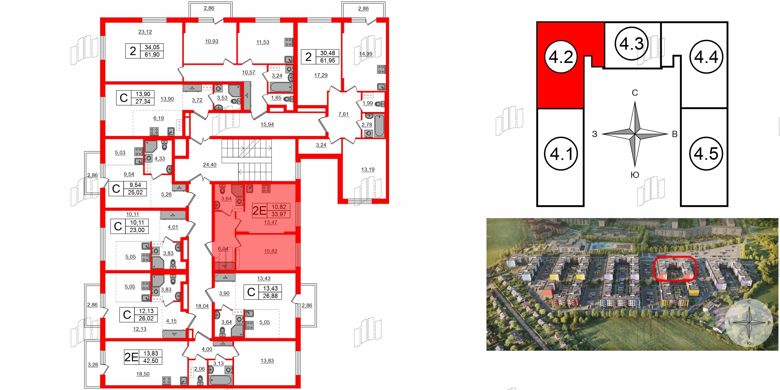 Квартира в ЖК «Аннино Сити», 1 комнатная, 33.97 м², 3 этаж