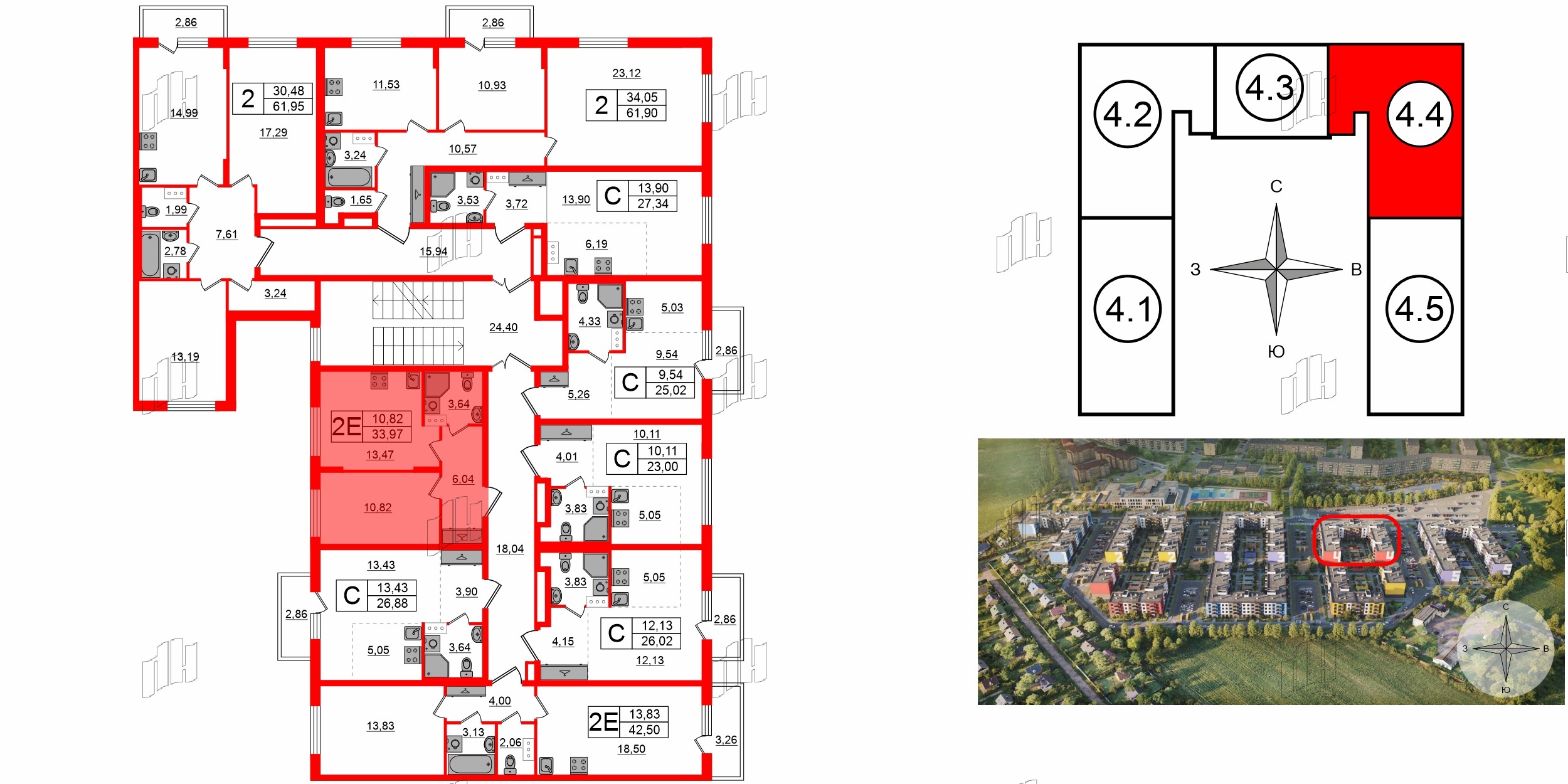 Квартира в ЖК «Аннино Сити», 1 комнатная, 33.97 м², 3 этаж
