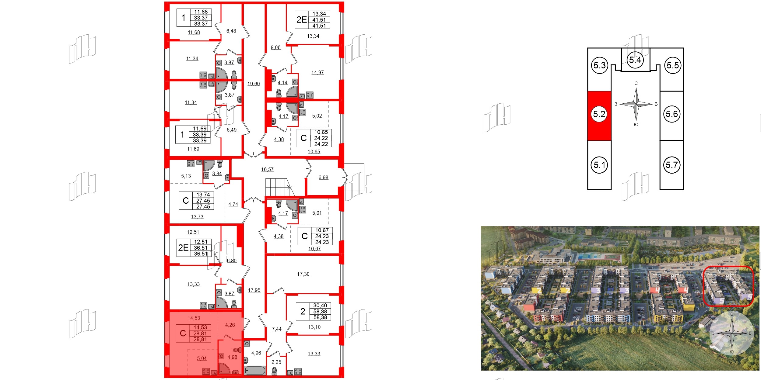 Квартира в ЖК «Аннино Сити», студия, 28.81 м², 1 этаж