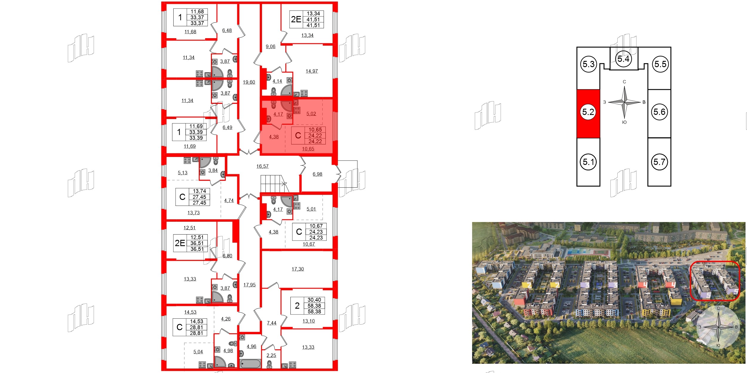 Квартира в ЖК «Аннино Сити», студия, 24.22 м², 1 этаж
