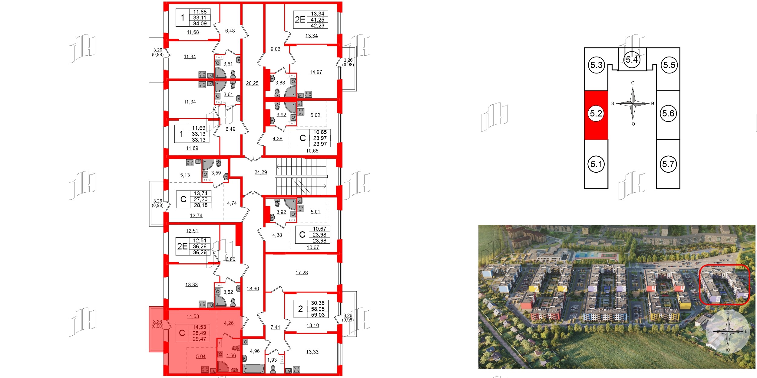Квартира в ЖК «Аннино Сити», студия, 29.47 м², 3 этаж
