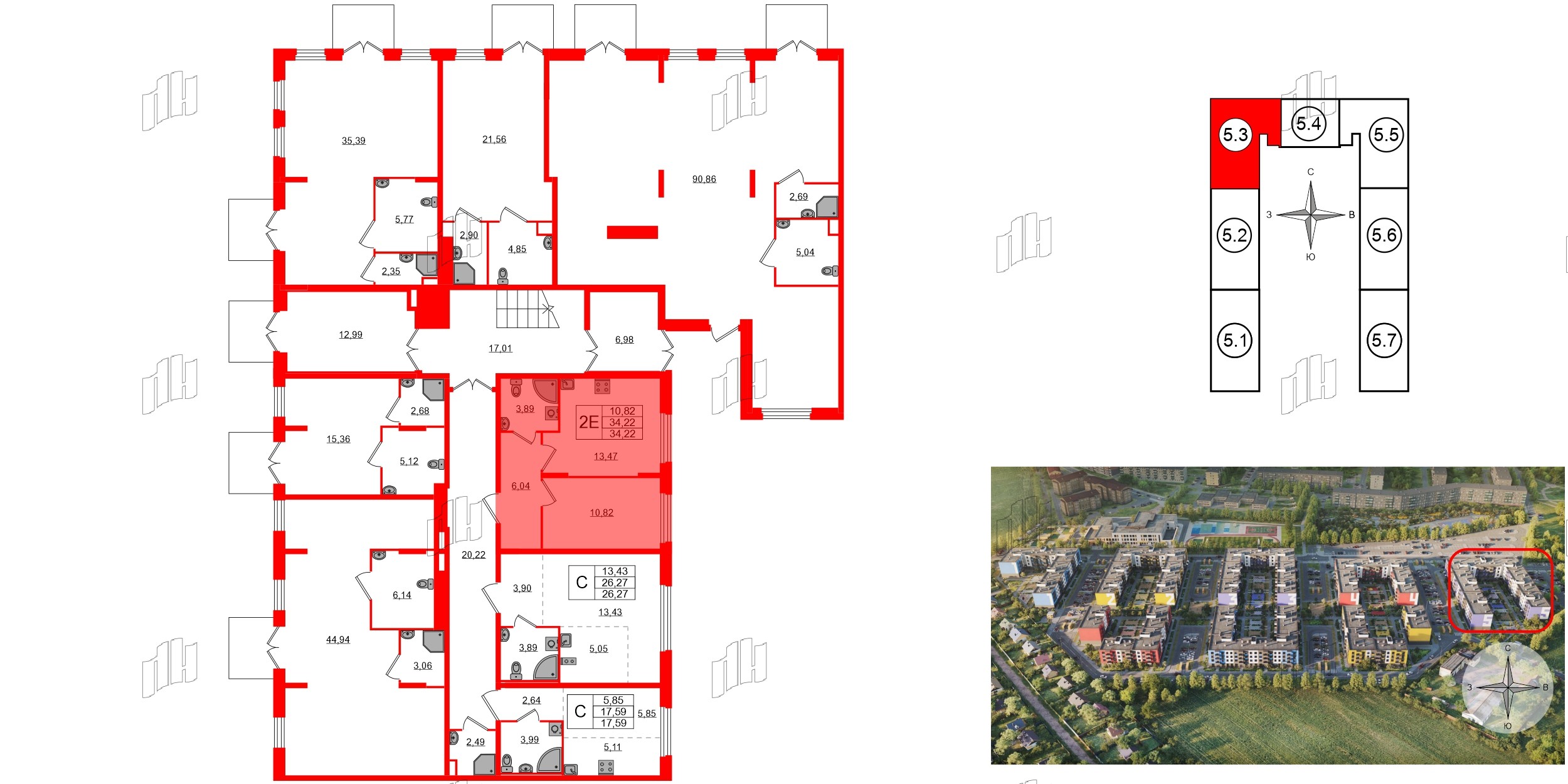 Квартира в ЖК «Аннино Сити», 1 комнатная, 34.22 м², 1 этаж
