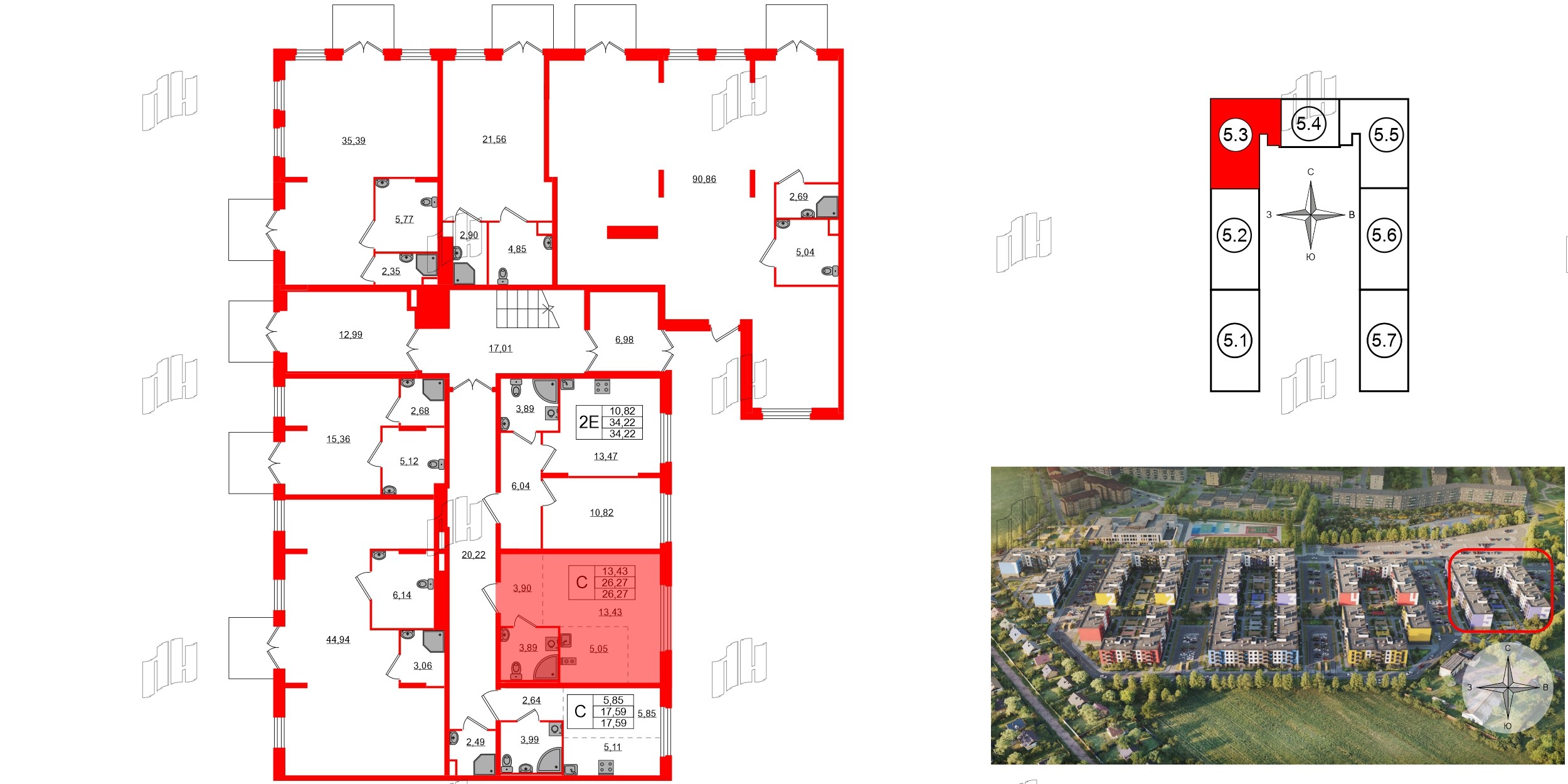 Квартира в ЖК «Аннино Сити», студия, 26.27 м², 1 этаж