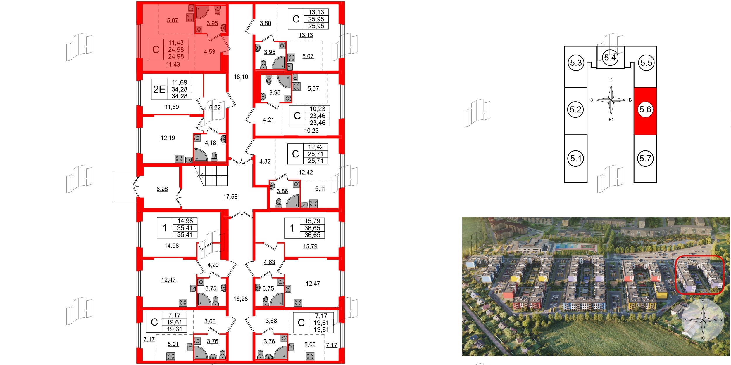 Квартира в ЖК «Аннино Сити», студия, 24.98 м², 1 этаж
