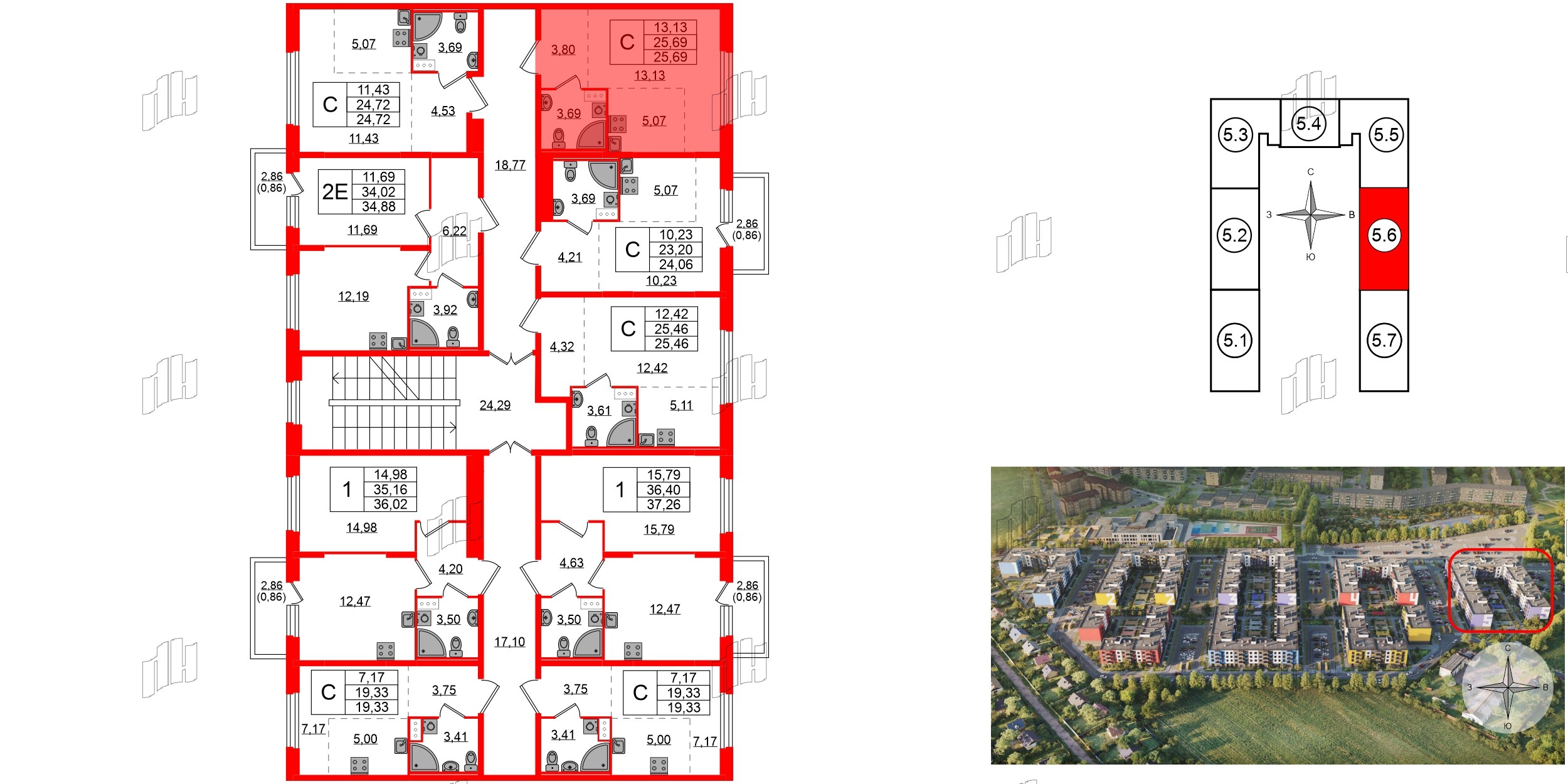 Квартира в ЖК «Аннино Сити», студия, 25.69 м², 2 этаж