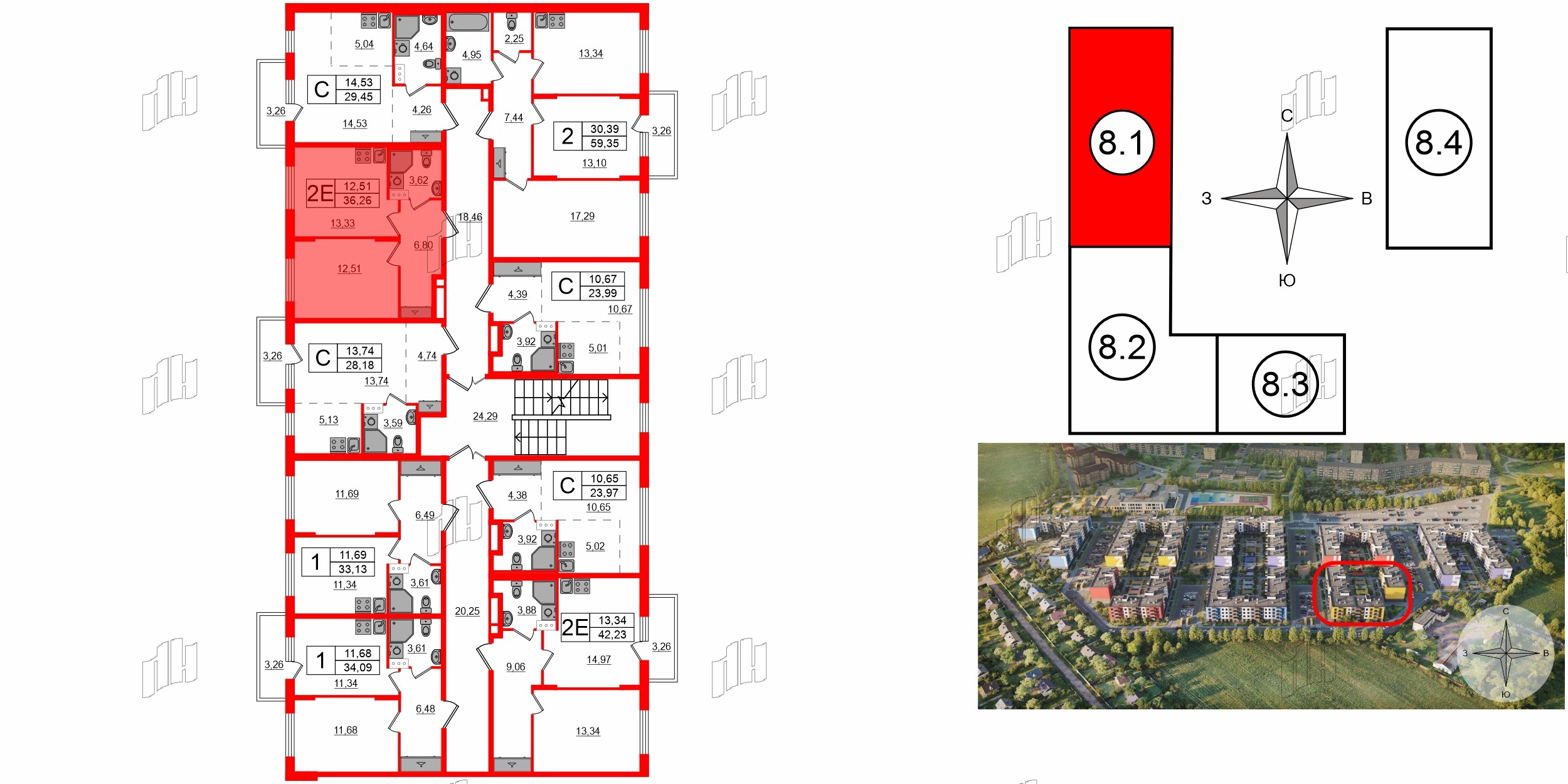 Квартира в ЖК «Аннино Сити», 1 комнатная, 36.26 м², 2 этаж