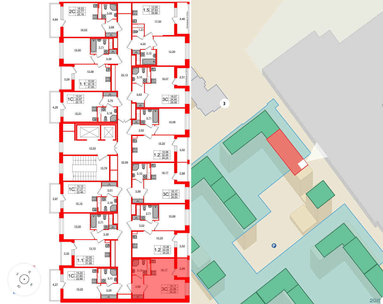 Квартира в ЖК Астра Континенталь, студия, 24.86 м², 11 этаж