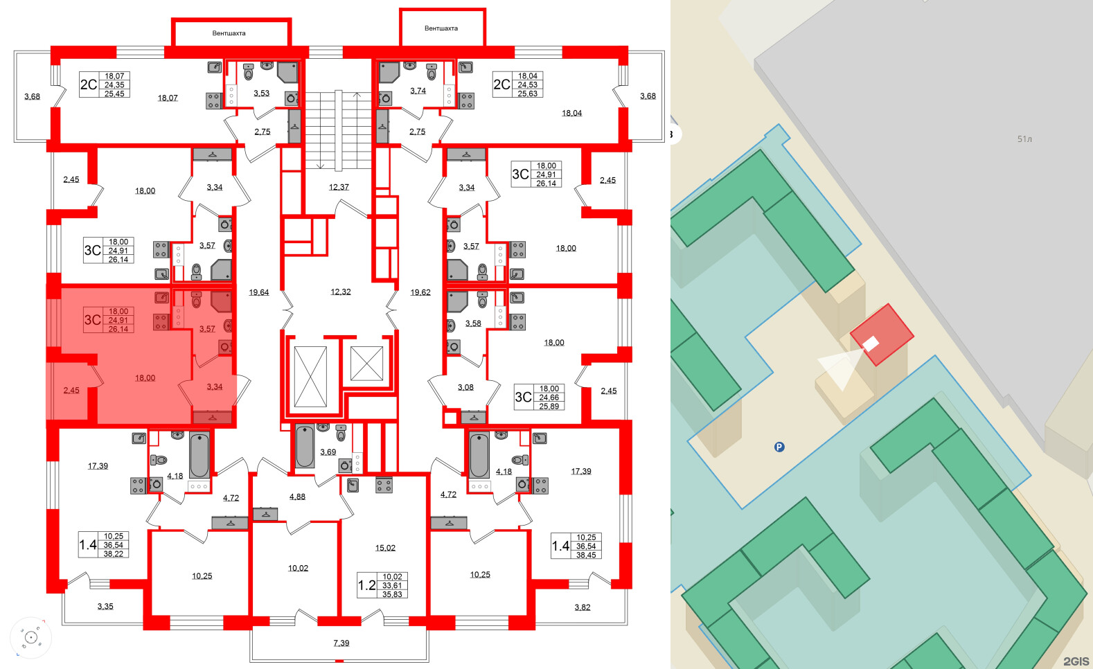 Квартира в ЖК Астра Континенталь, студия, 24.91 м², 8 этаж