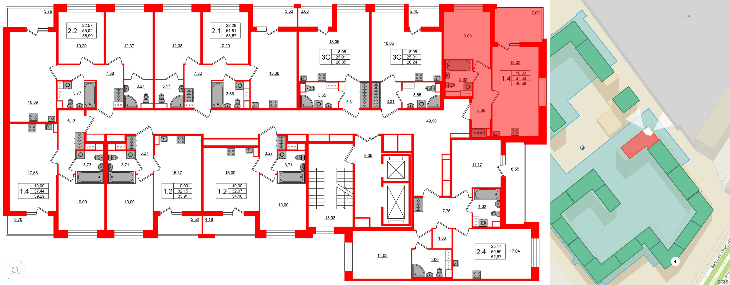 Квартира в ЖК Астра Континенталь, 1 комнатная, 37.03 м², 8 этаж