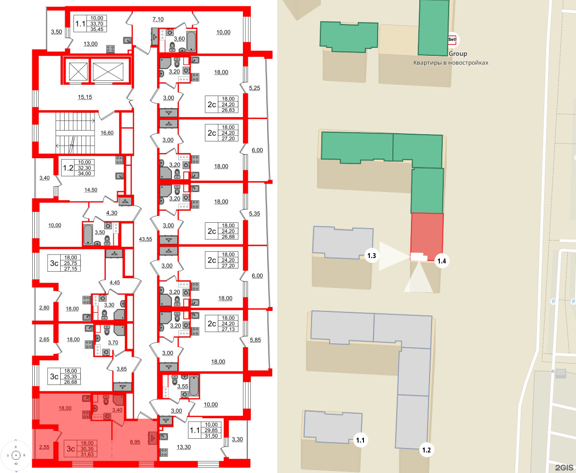 Квартира в ЖК «Бионика Заповедная», студия, 30.35 м², 12 этаж