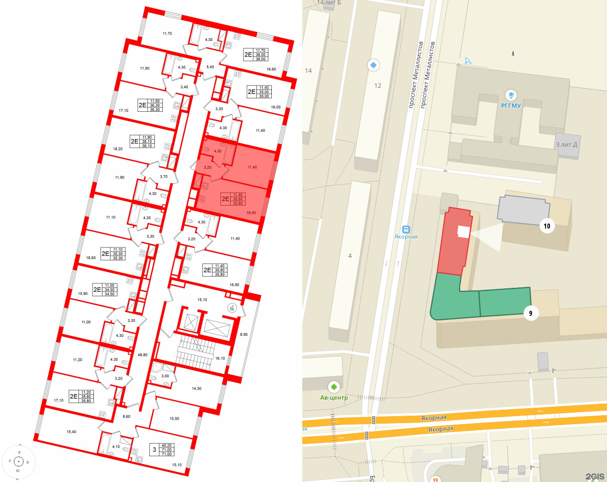 Квартира в ЖК Большая Охта, 1 комнатная, 35.8 м², 5 этаж