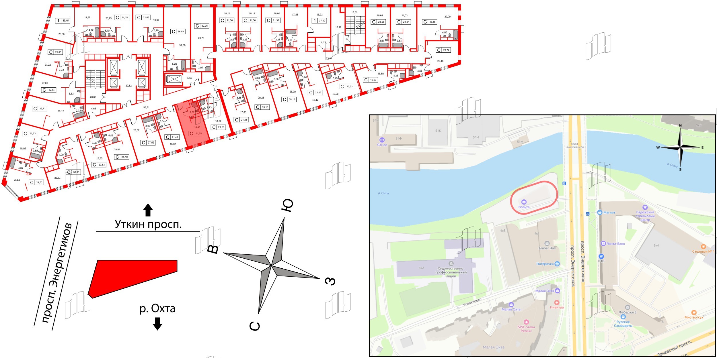 Апартаменты в ЖК Вольта, студия, 21.55 м², 2 этаж