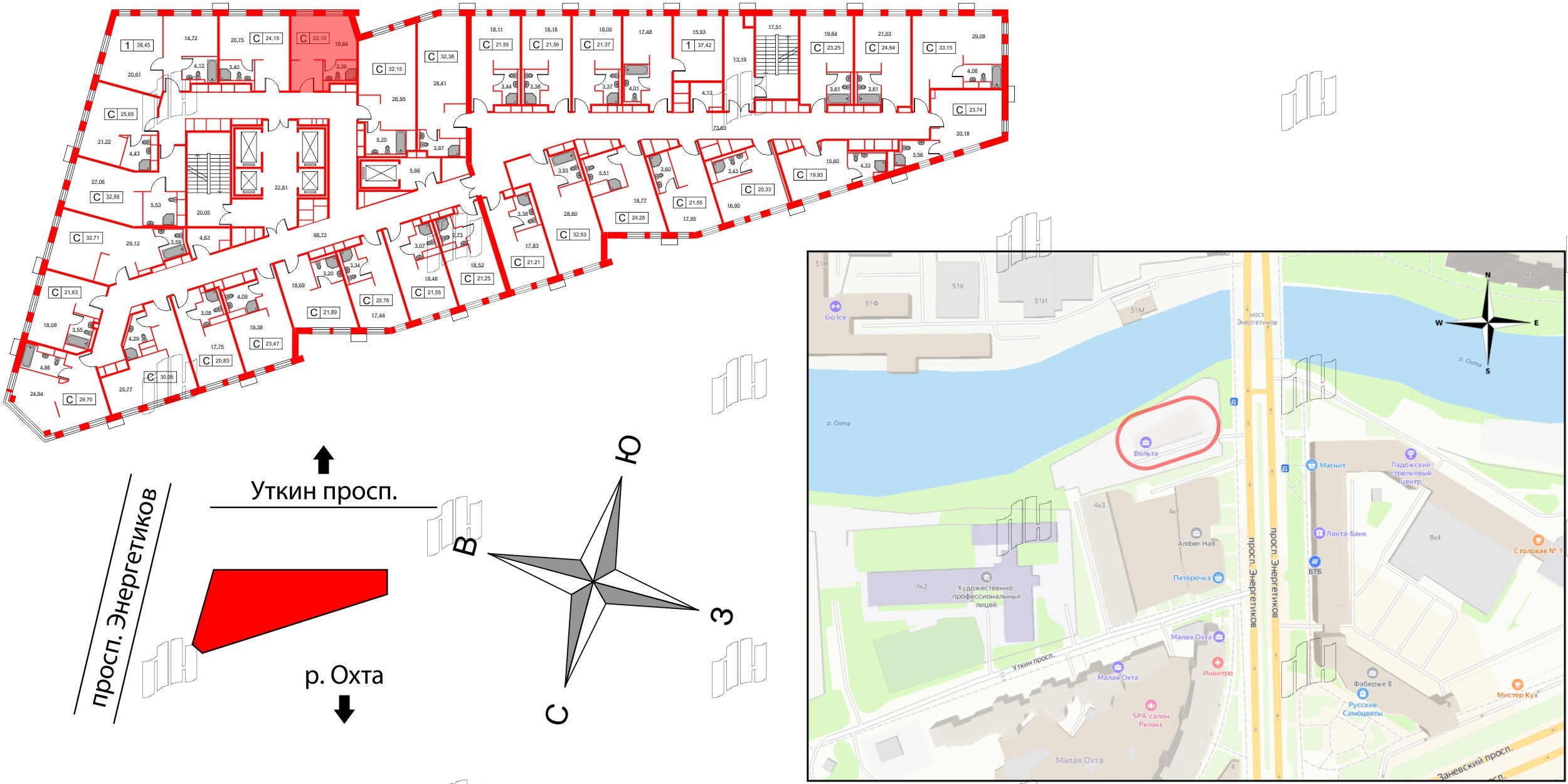 Апартаменты в ЖК Вольта, студия, 22.1 м², 14 этаж