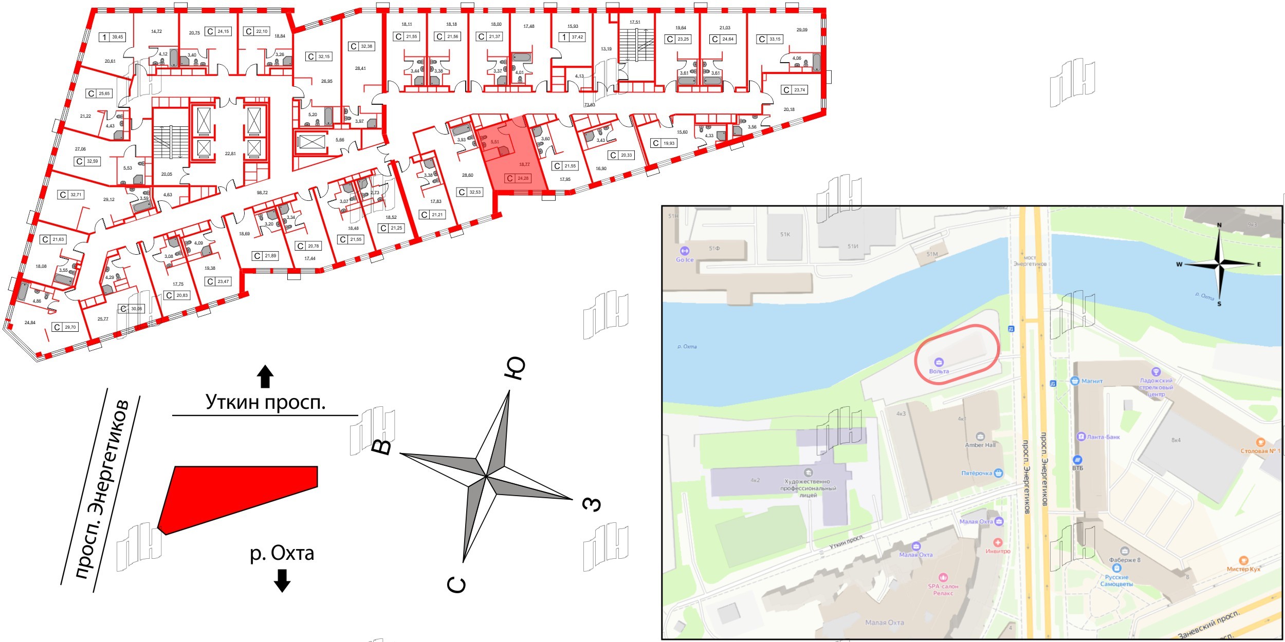 Апартаменты в ЖК Вольта, студия, 24.28 м², 14 этаж