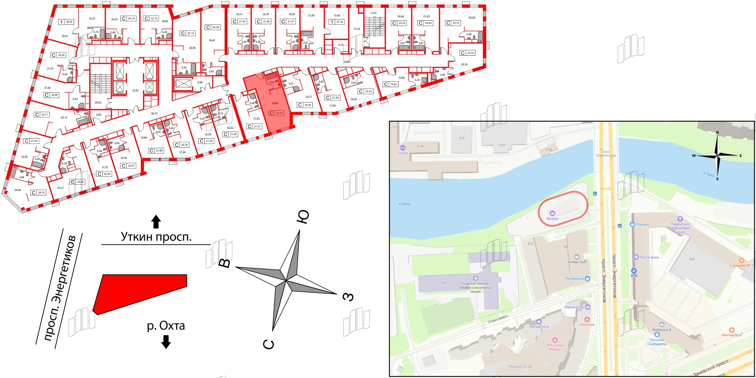 Апартаменты в ЖК Вольта, студия, 32.53 м², 13 этаж