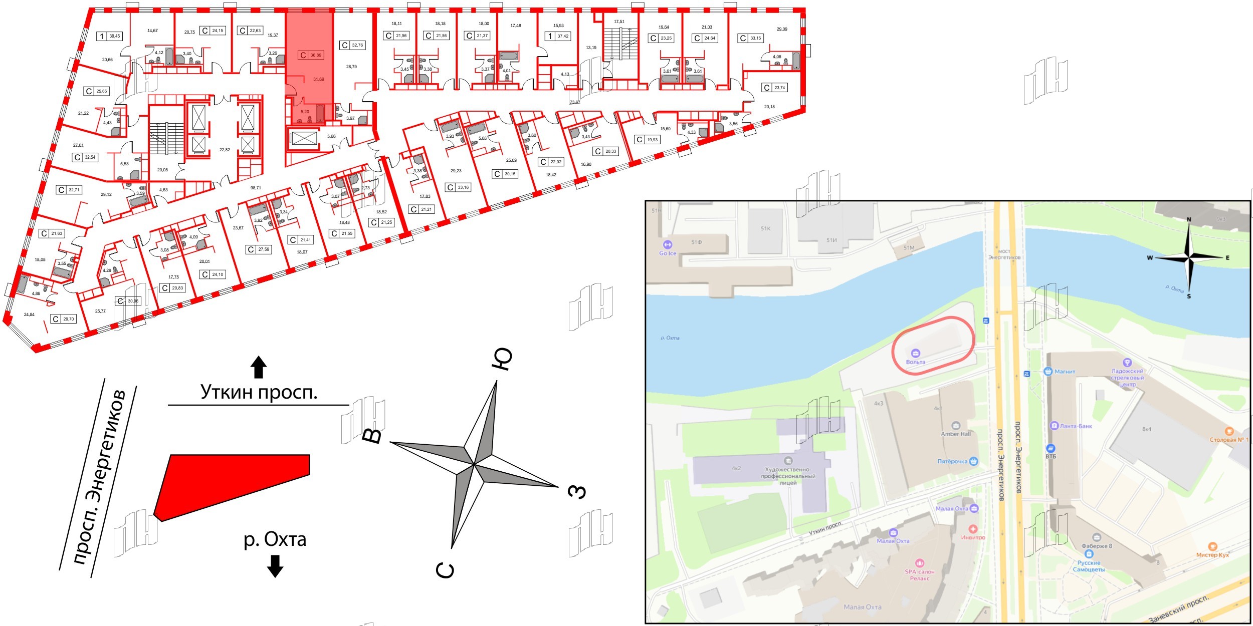 Апартаменты в ЖК Вольта, студия, 36.89 м², 2 этаж