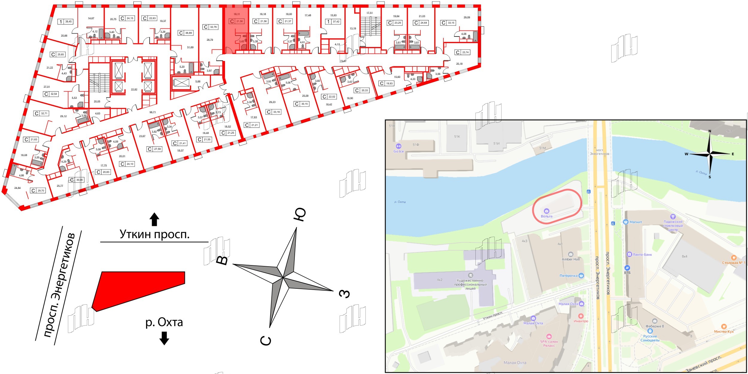 Апартаменты в ЖК Вольта, студия, 21.56 м², 2 этаж