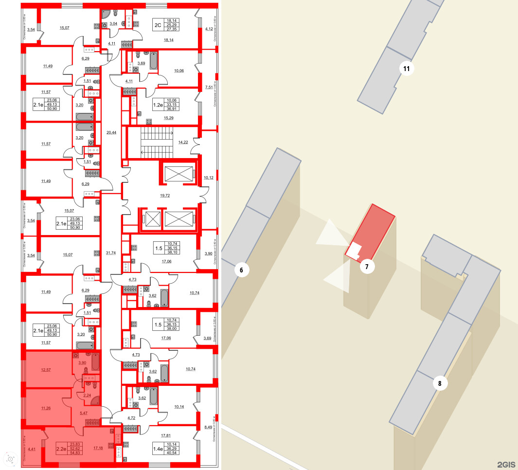 Квартира в ЖК «Город звёзд», 2 комнатная, 52.62 м², 9 этаж