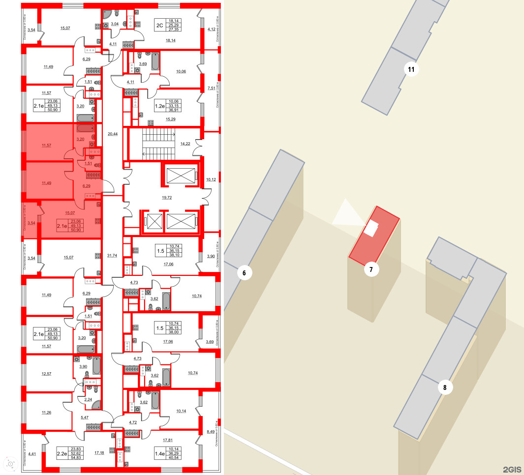Квартира в ЖК «Город звёзд», 2 комнатная, 49.13 м², 19 этаж