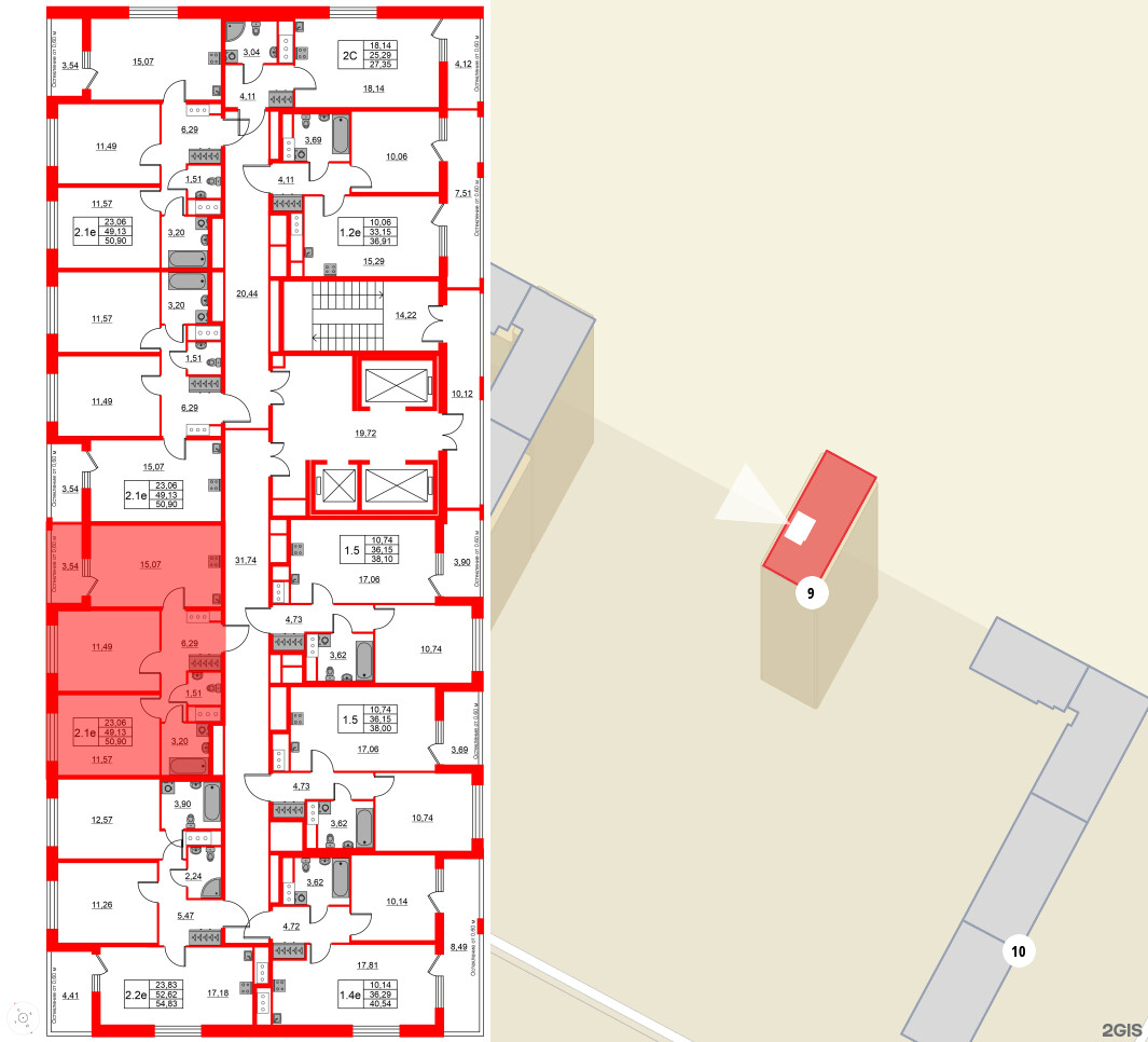 Квартира в ЖК «Город звёзд», 2 комнатная, 49.13 м², 20 этаж