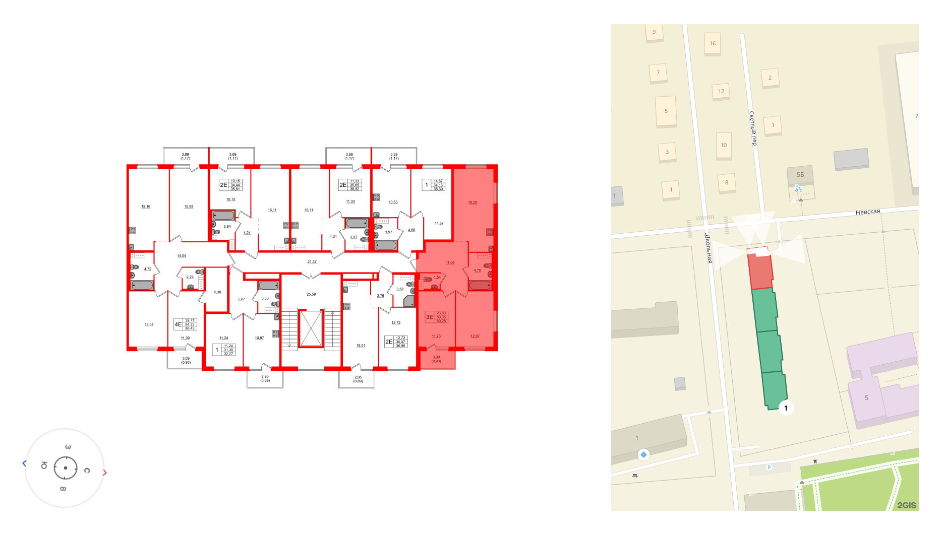 Квартира в ЖК «Дубровка. Park», 2 комнатная, 60.28 м², 4 этаж