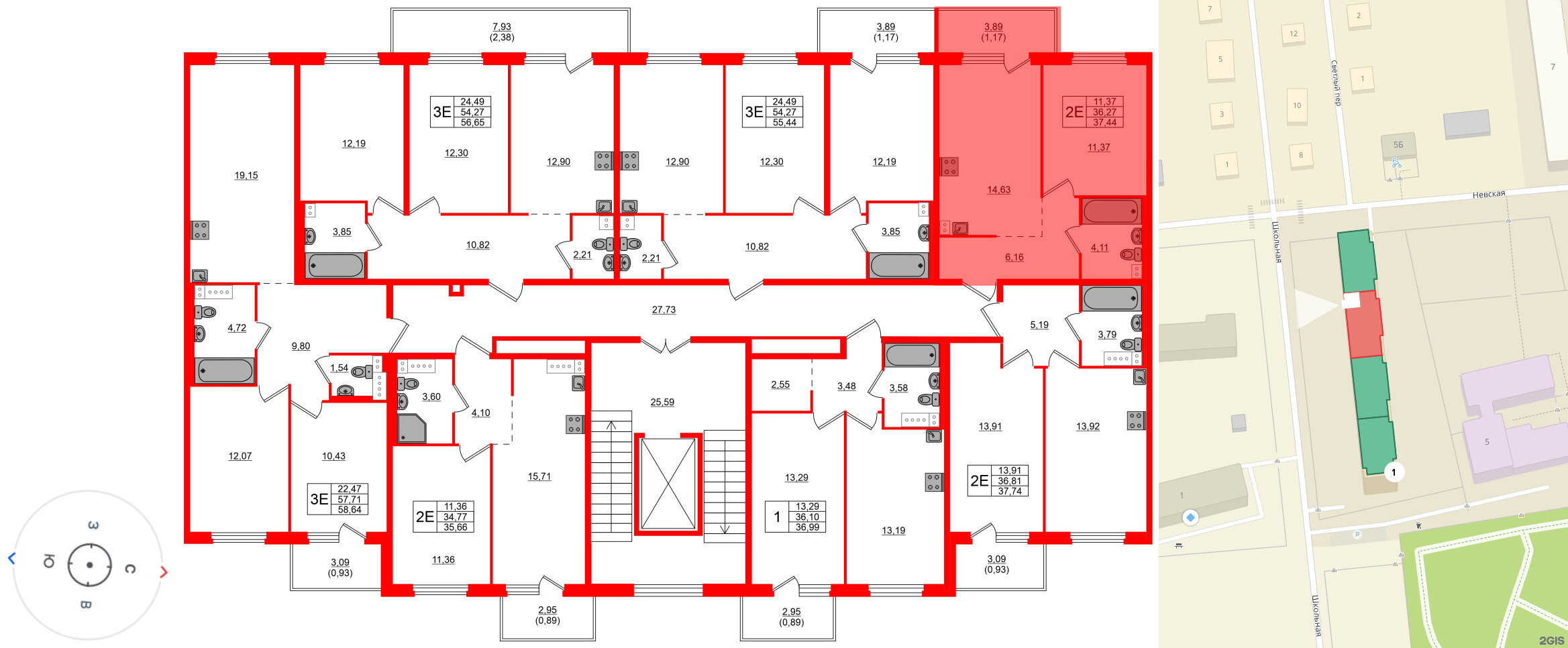 Квартира в ЖК «Дубровка. Park», 1 комнатная, 37.44 м², 2 этаж