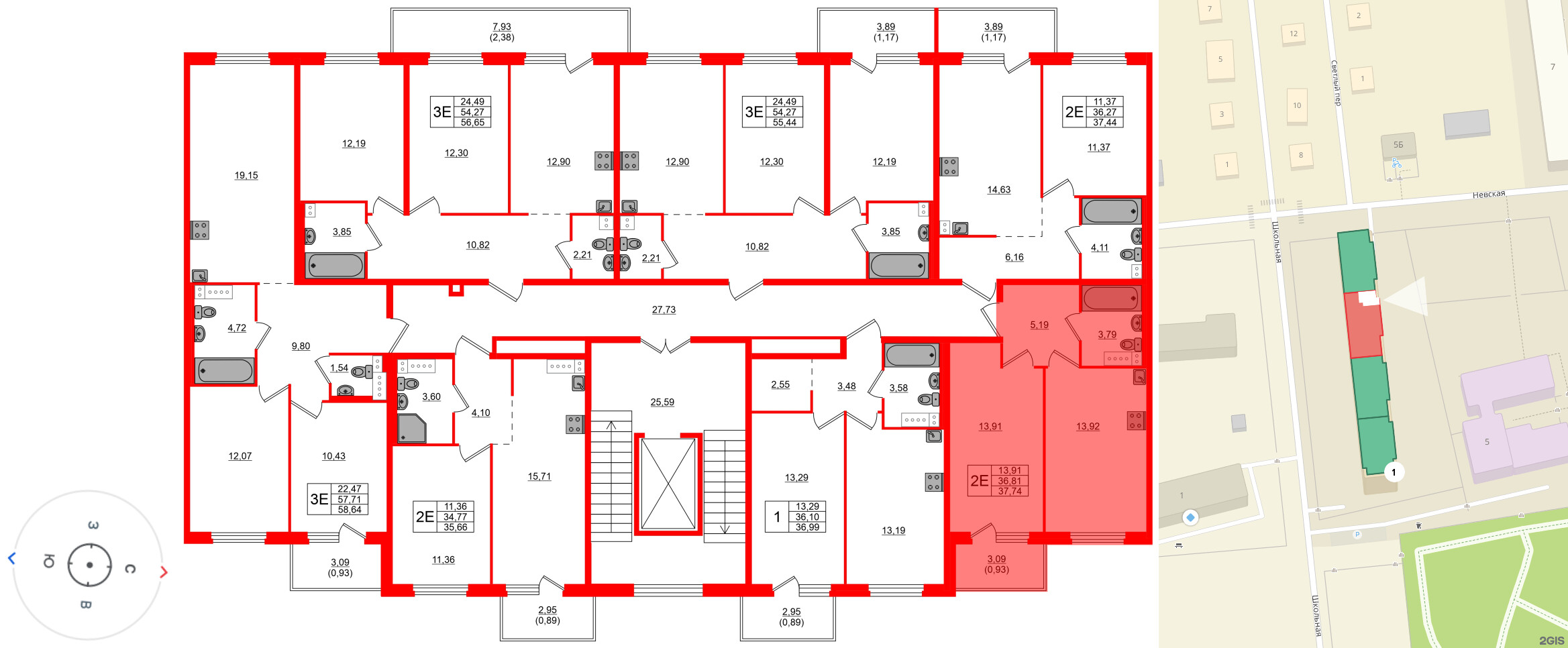 Квартира в ЖК «Дубровка. Park», 1 комнатная, 37.74 м², 2 этаж
