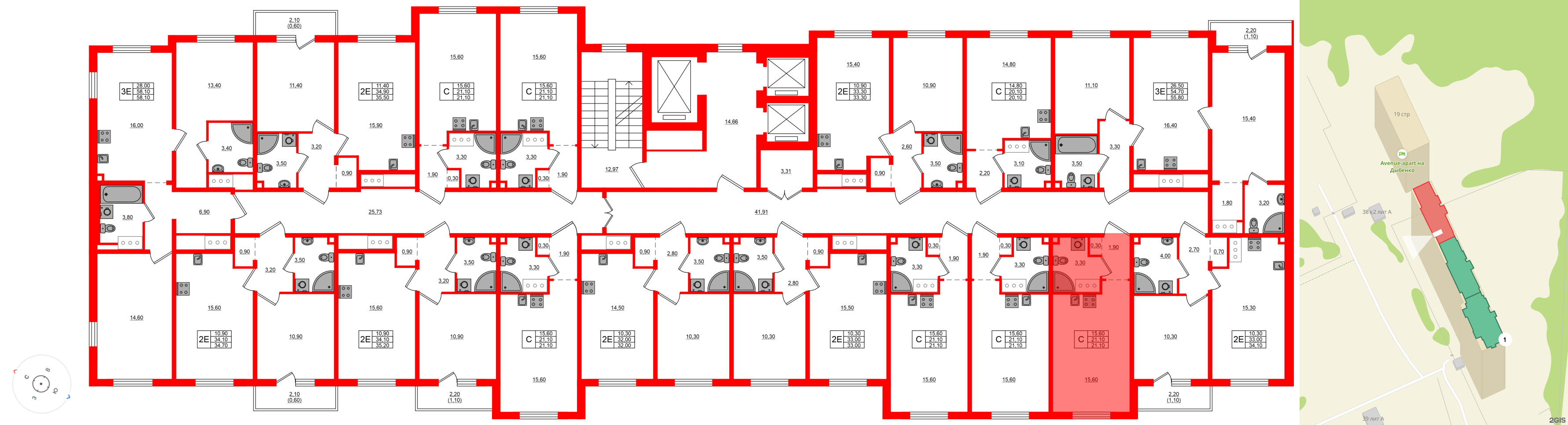 Квартира в ЖК Дыбенко Парк, студия, 21.1 м², 8 этаж
