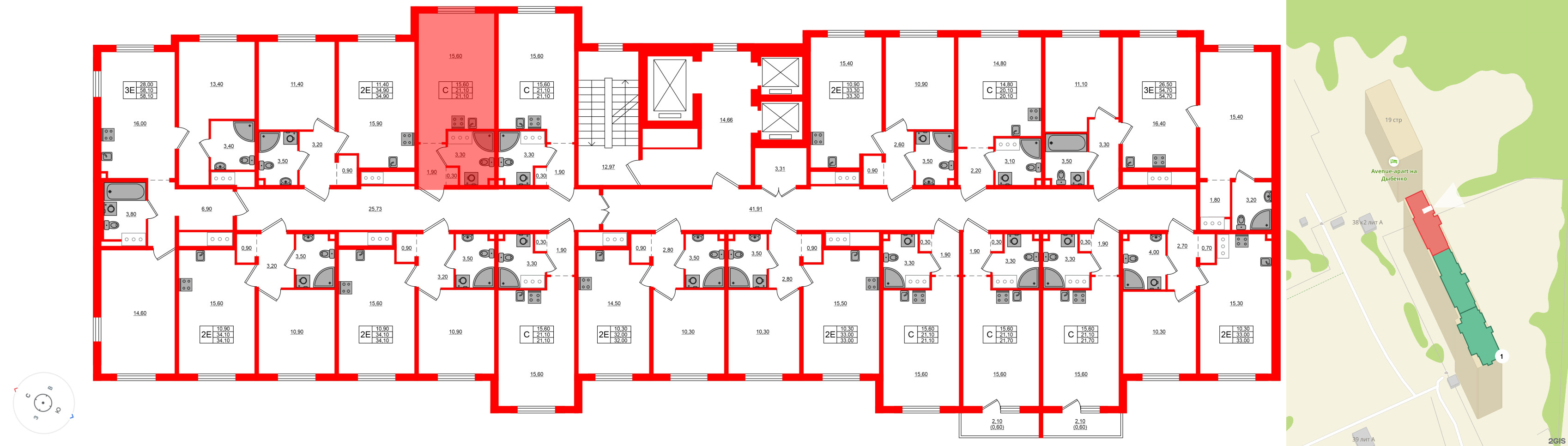 Квартира в ЖК Дыбенко Парк, студия, 21.1 м², 11 этаж