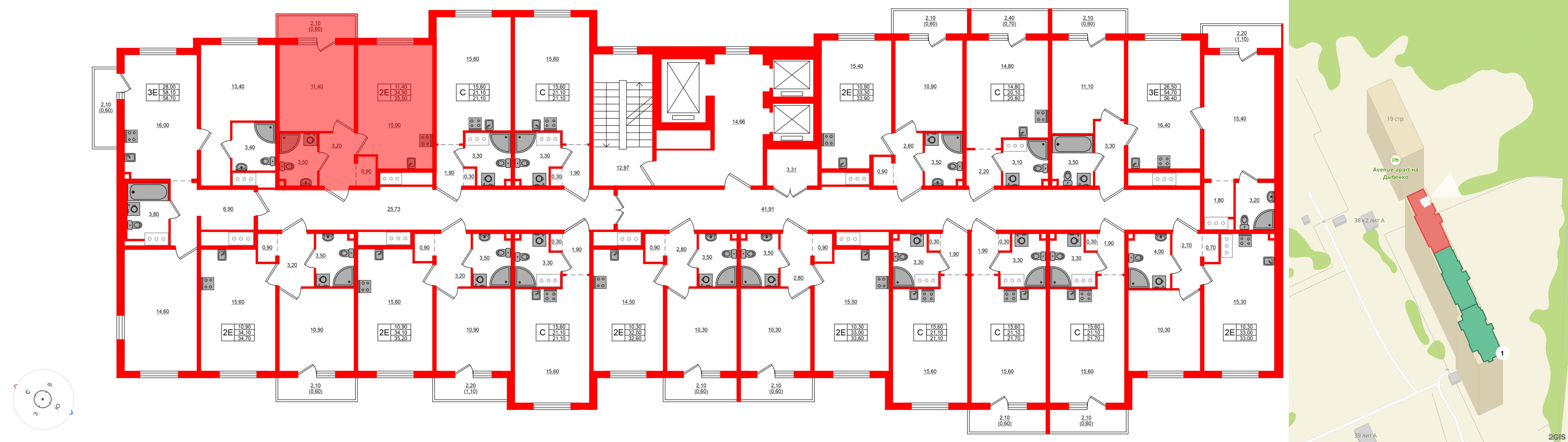 Квартира в ЖК Дыбенко Парк, 1 комнатная, 35.5 м², 13 этаж