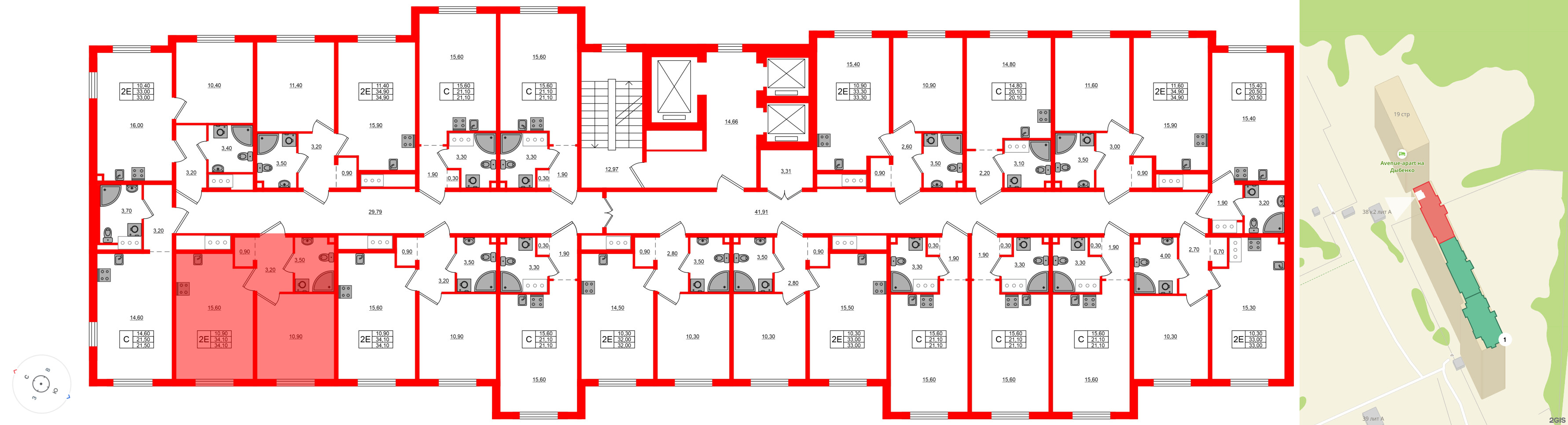 Квартира в ЖК Дыбенко Парк, 1 комнатная, 34.1 м², 3 этаж