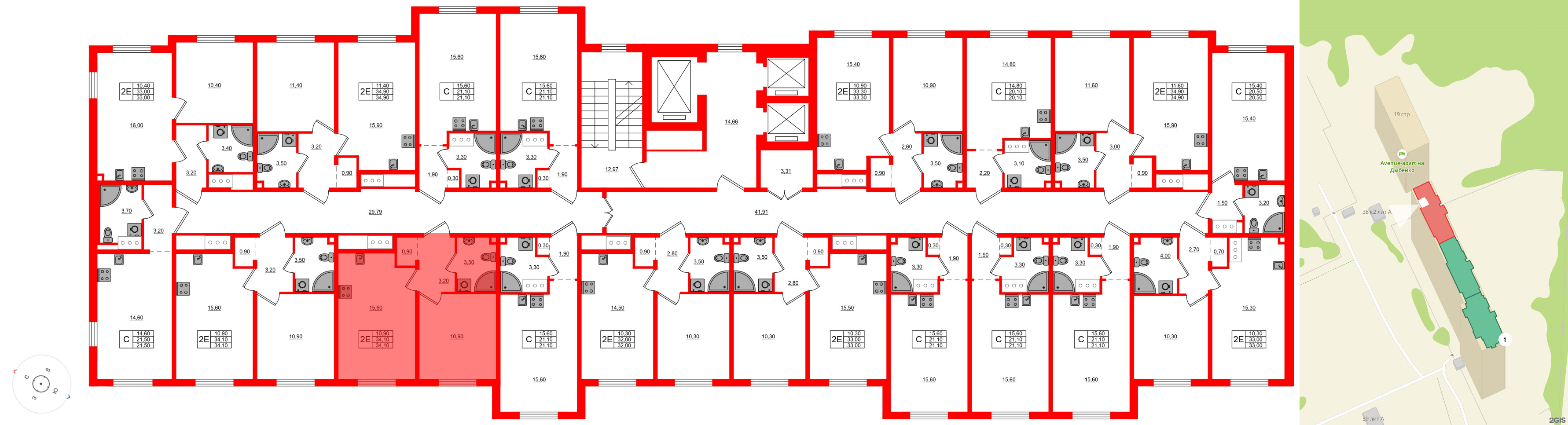 Квартира в ЖК Дыбенко Парк, 1 комнатная, 34.1 м², 3 этаж