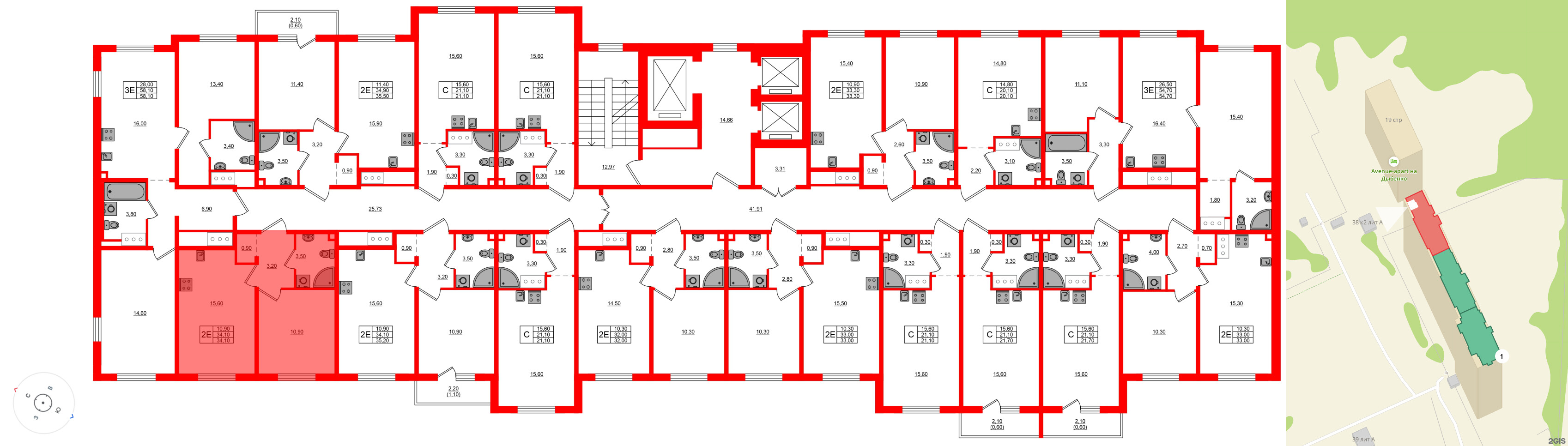 Квартира в ЖК Дыбенко Парк, 1 комнатная, 34.1 м², 17 этаж