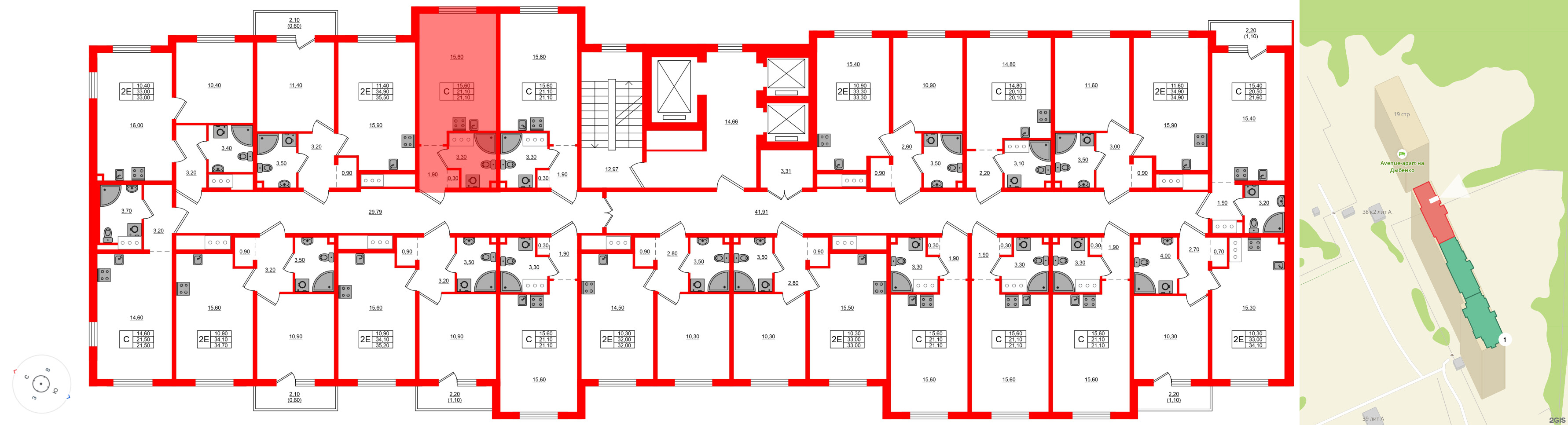 Квартира в ЖК Дыбенко Парк, студия, 21.1 м², 7 этаж