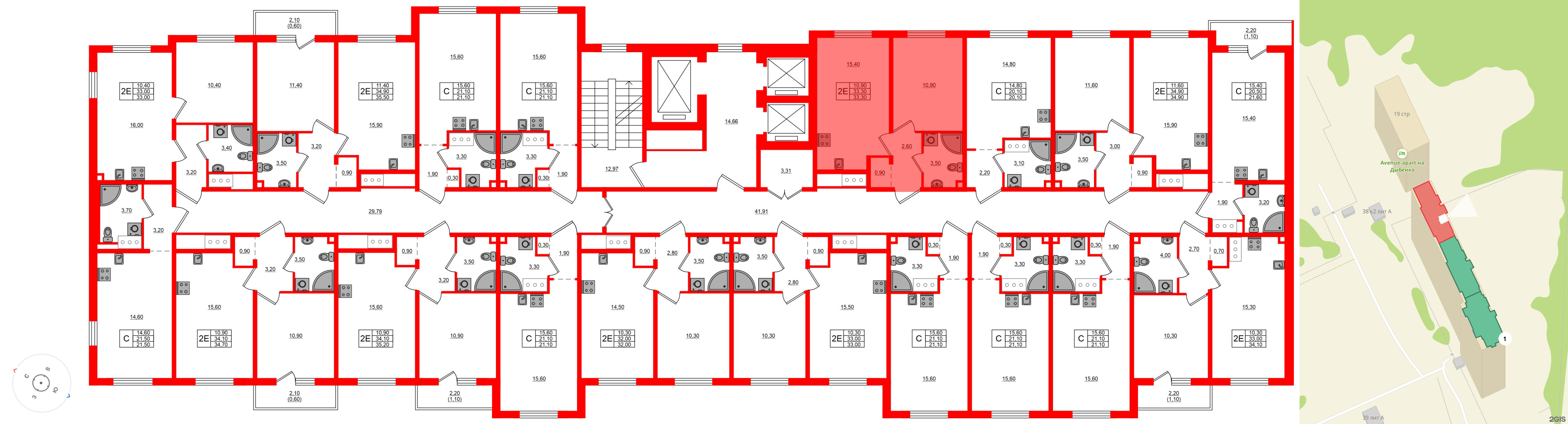 Квартира в ЖК Дыбенко Парк, 1 комнатная, 33.3 м², 6 этаж
