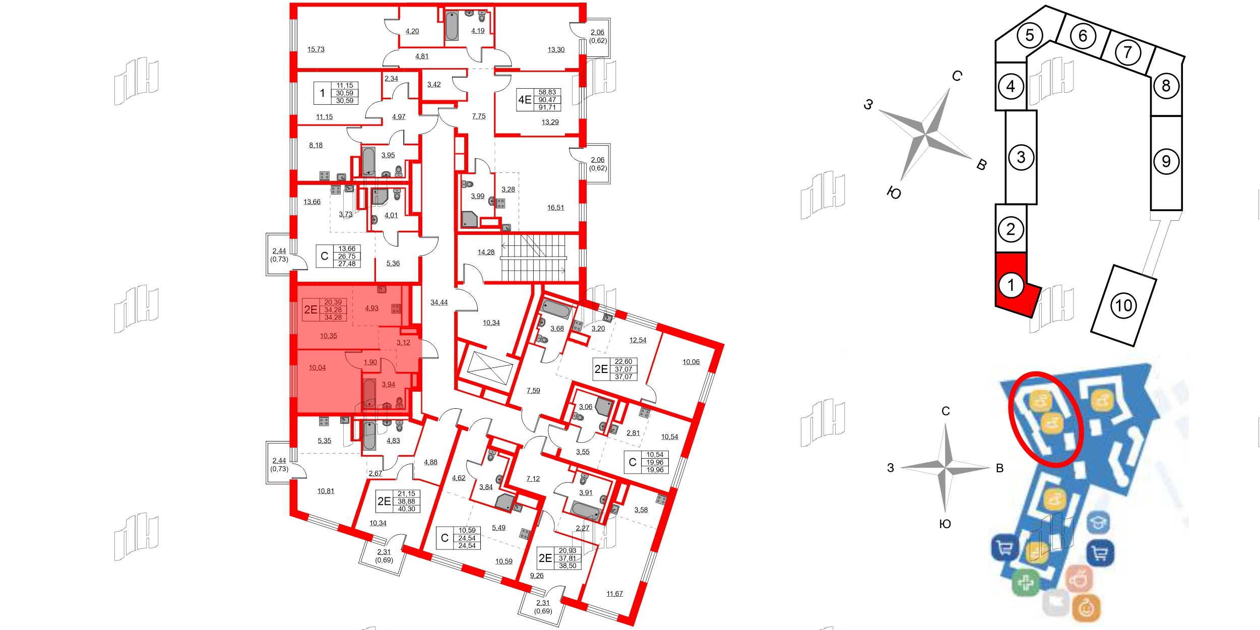 Квартира в ЖК Квартал Лаголово, 1 комнатная, 34.28 м², 7 этаж