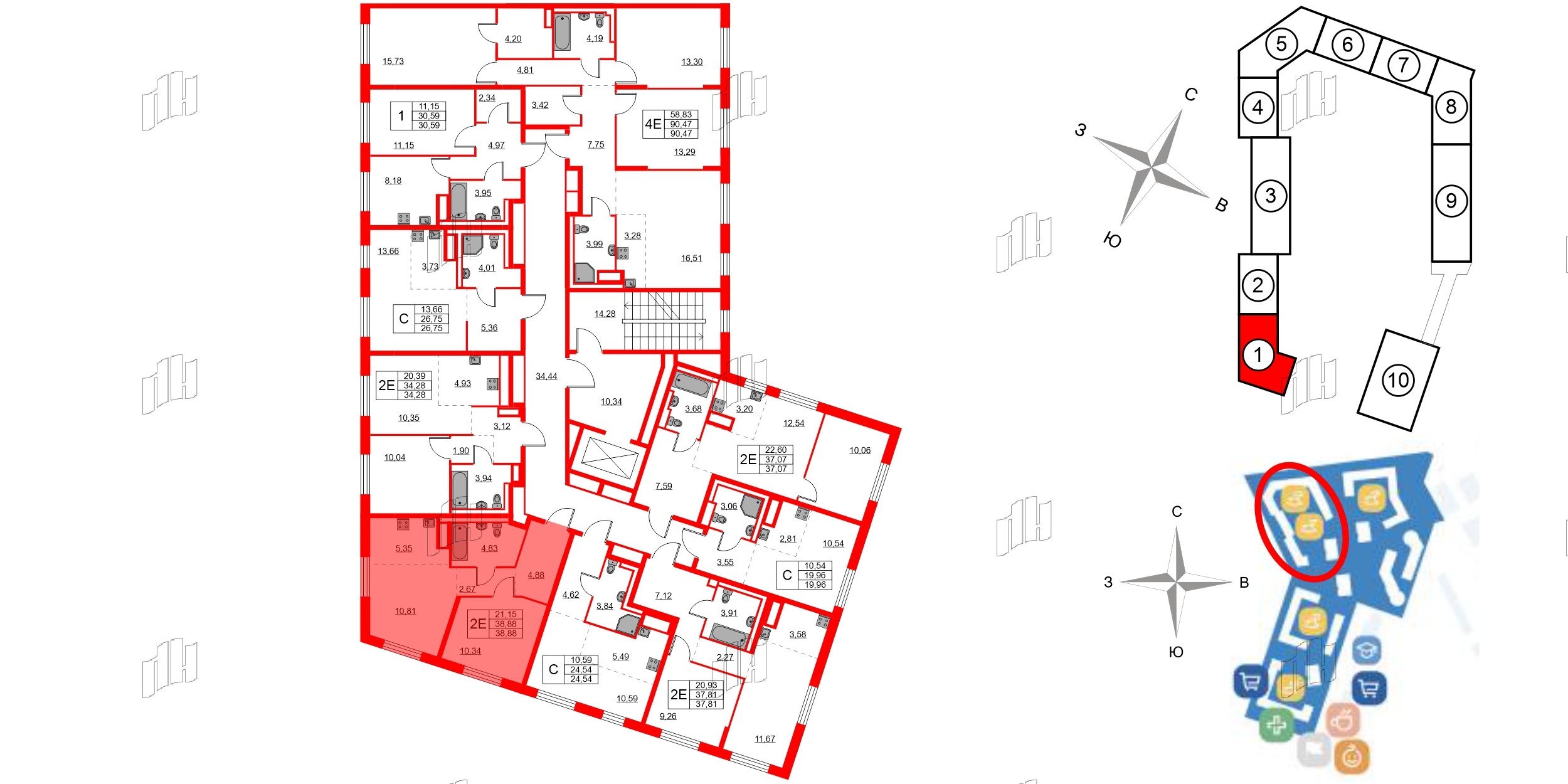 Квартира в ЖК Квартал Лаголово, 1 комнатная, 38.88 м², 8 этаж