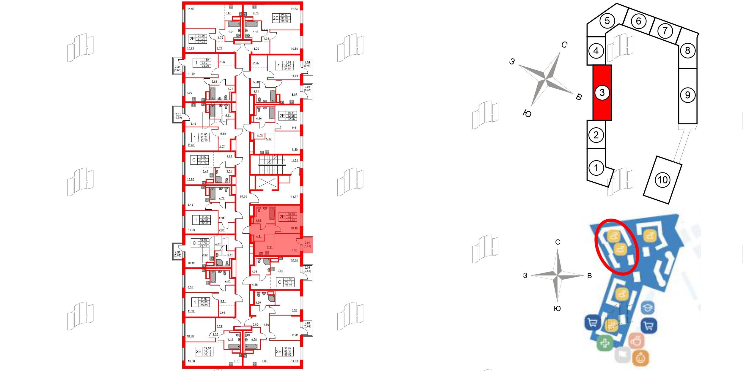 Квартира в ЖК Квартал Лаголово, 1 комнатная, 34.32 м², 3 этаж