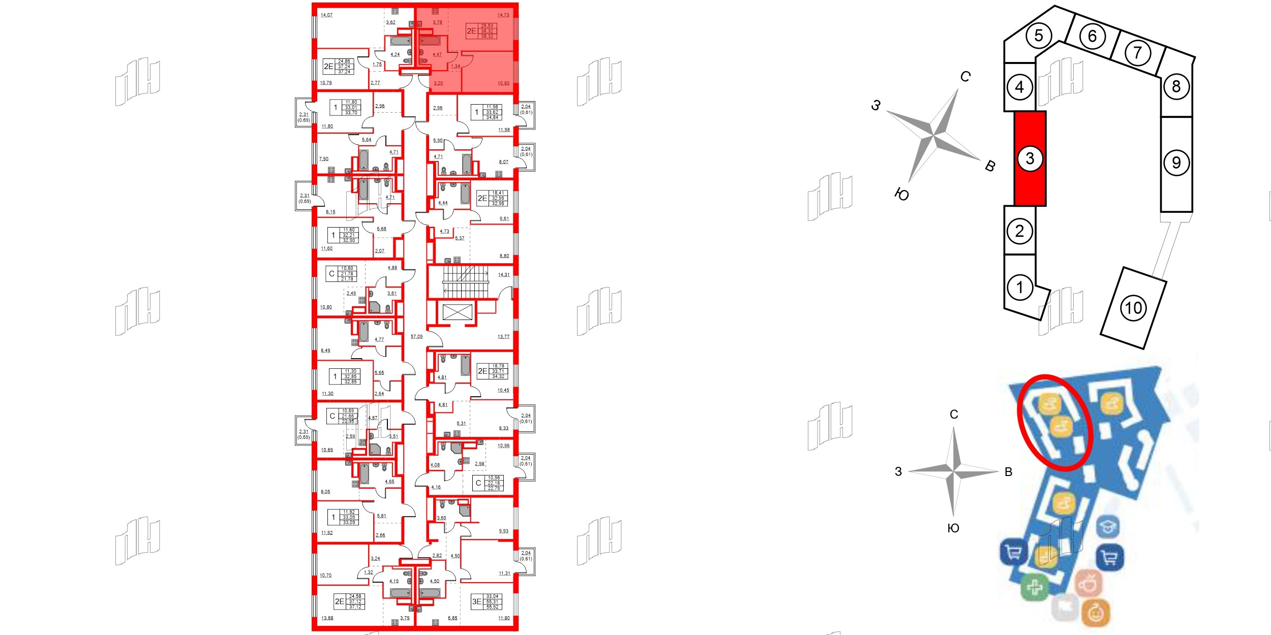 Квартира в ЖК Квартал Лаголово, 1 комнатная, 38.32 м², 3 этаж