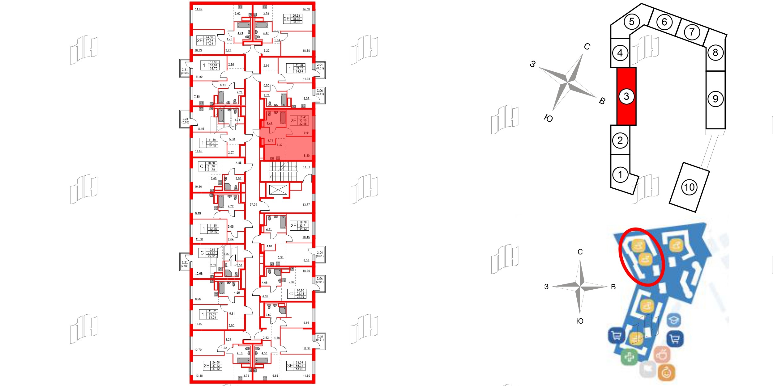 Квартира в ЖК Квартал Лаголово, 1 комнатная, 32.95 м², 7 этаж