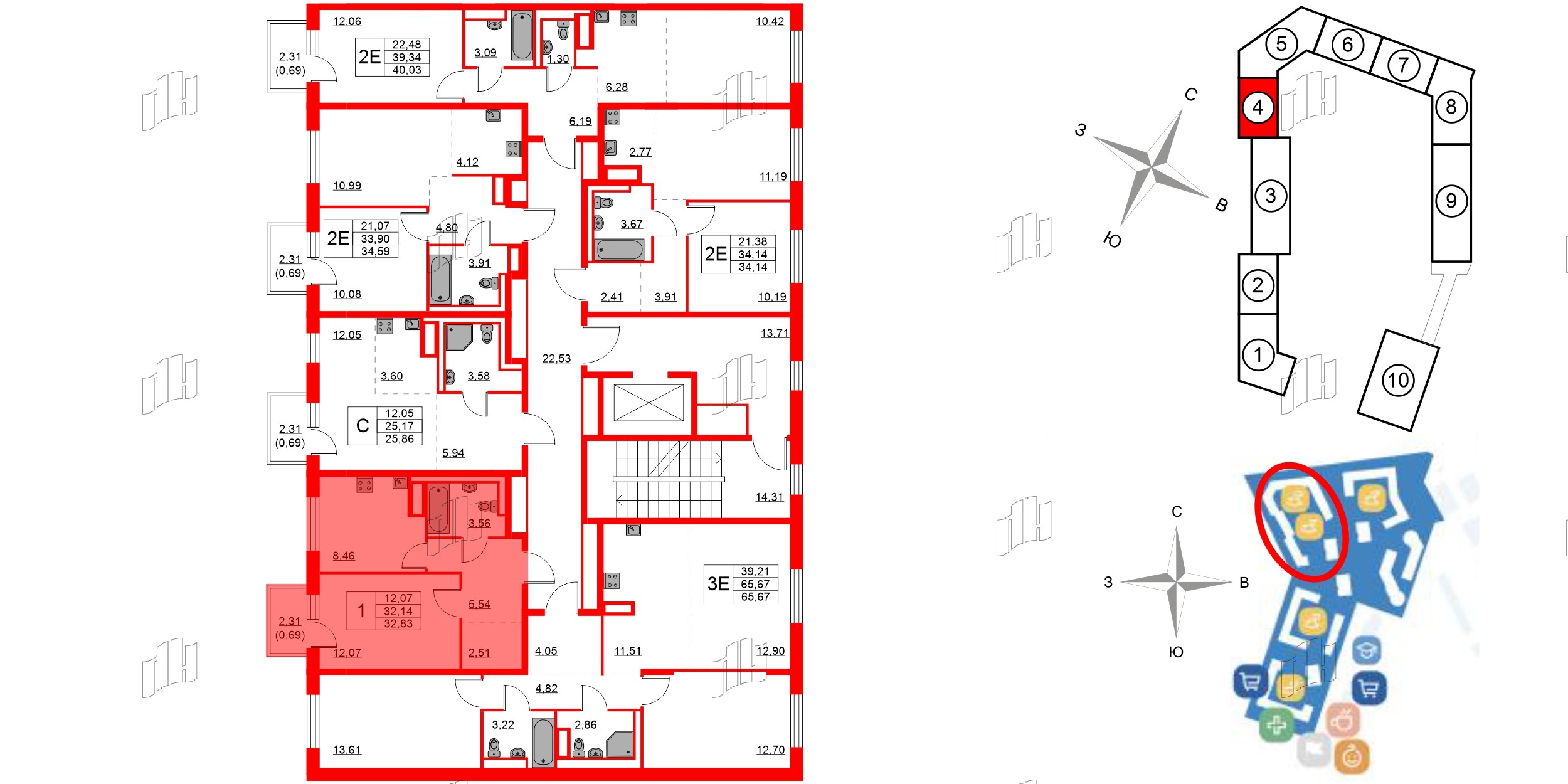 Квартира в ЖК Квартал Лаголово, 1 комнатная, 32.83 м², 5 этаж