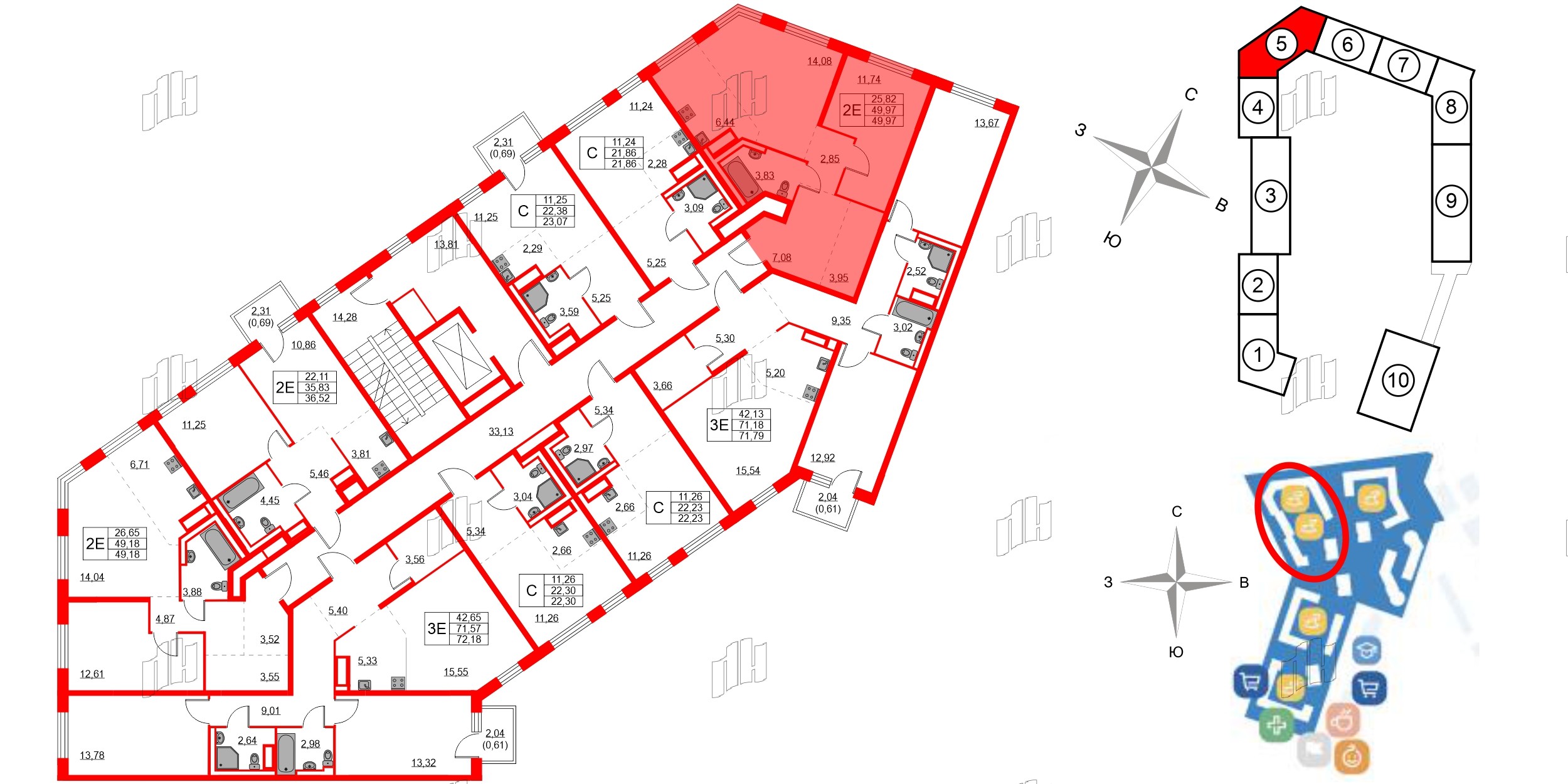 Квартира в ЖК Квартал Лаголово, 1 комнатная, 49.97 м², 7 этаж