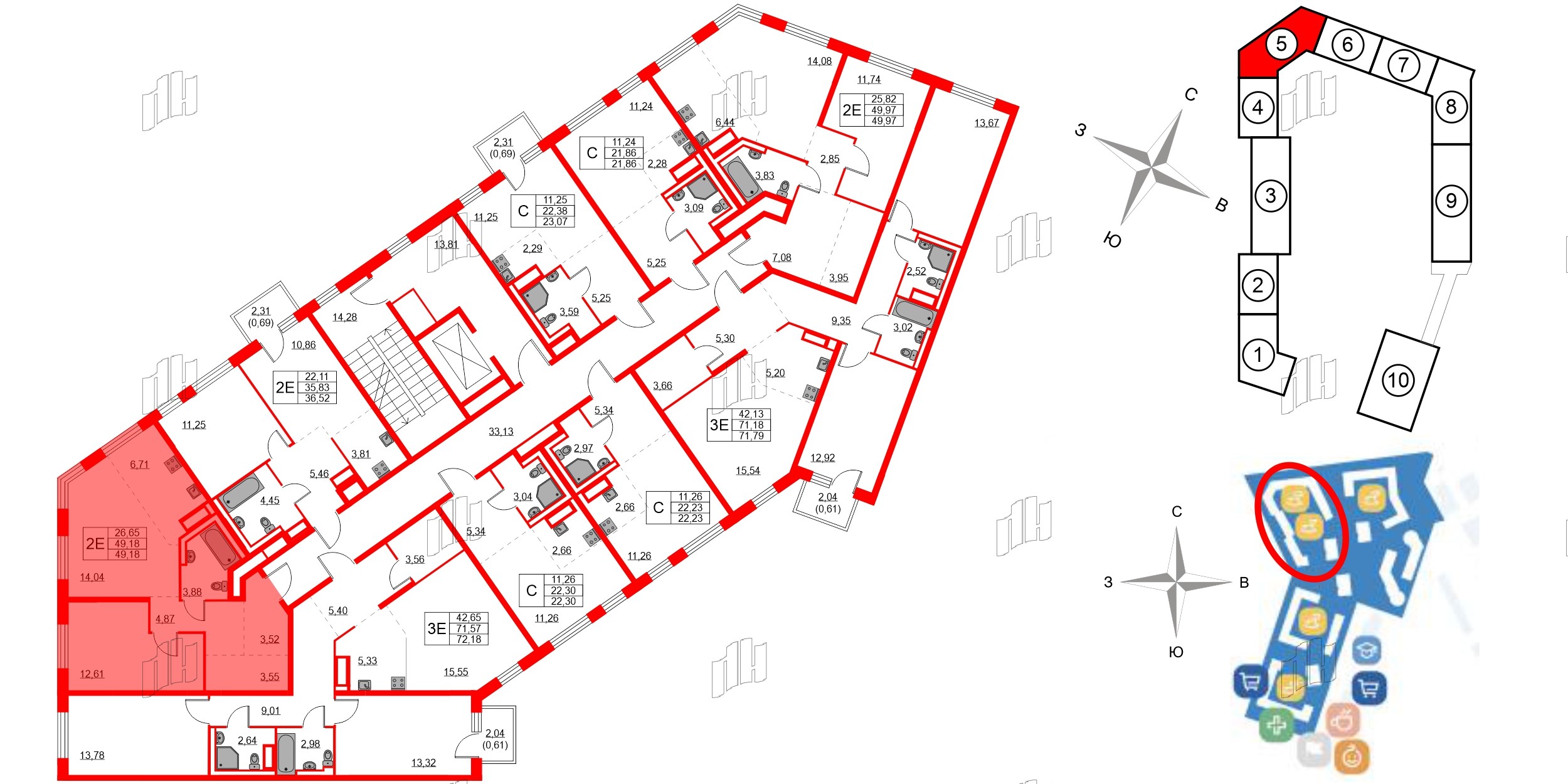 Квартира в ЖК Квартал Лаголово, 1 комнатная, 49.18 м², 7 этаж