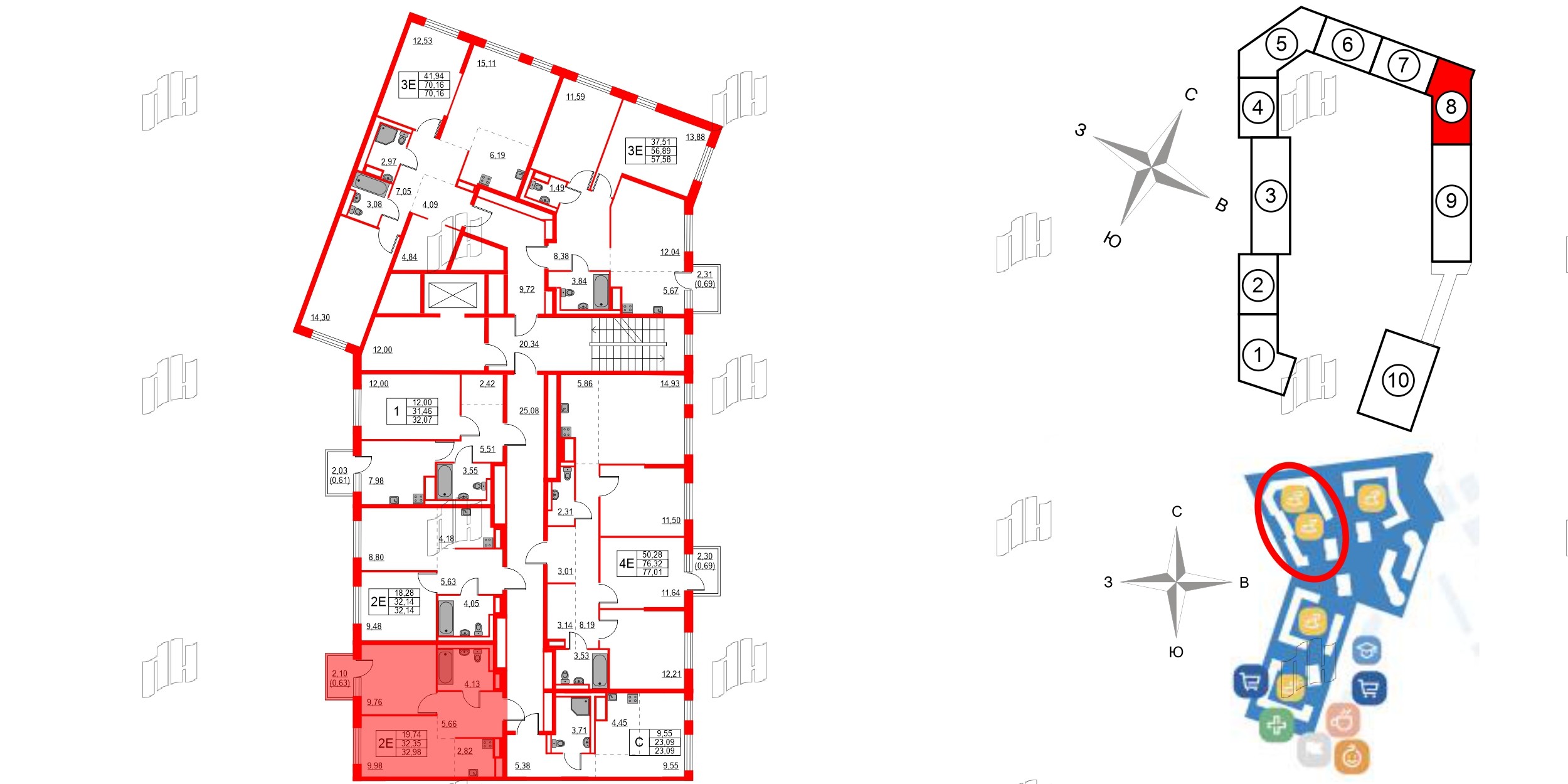 Квартира в ЖК Квартал Лаголово, 1 комнатная, 32.98 м², 7 этаж