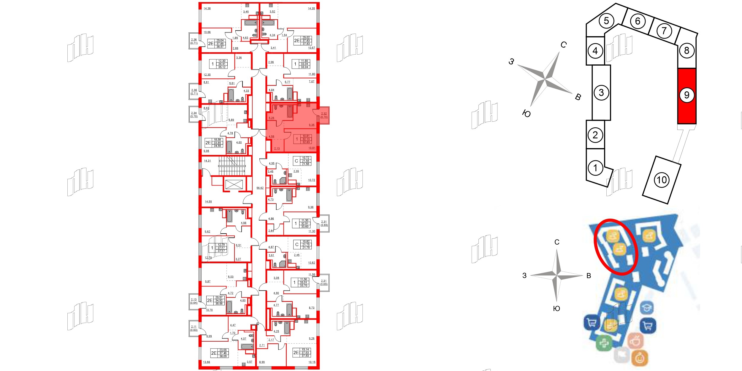 Квартира в ЖК Квартал Лаголово, 1 комнатная, 32.83 м², 5 этаж