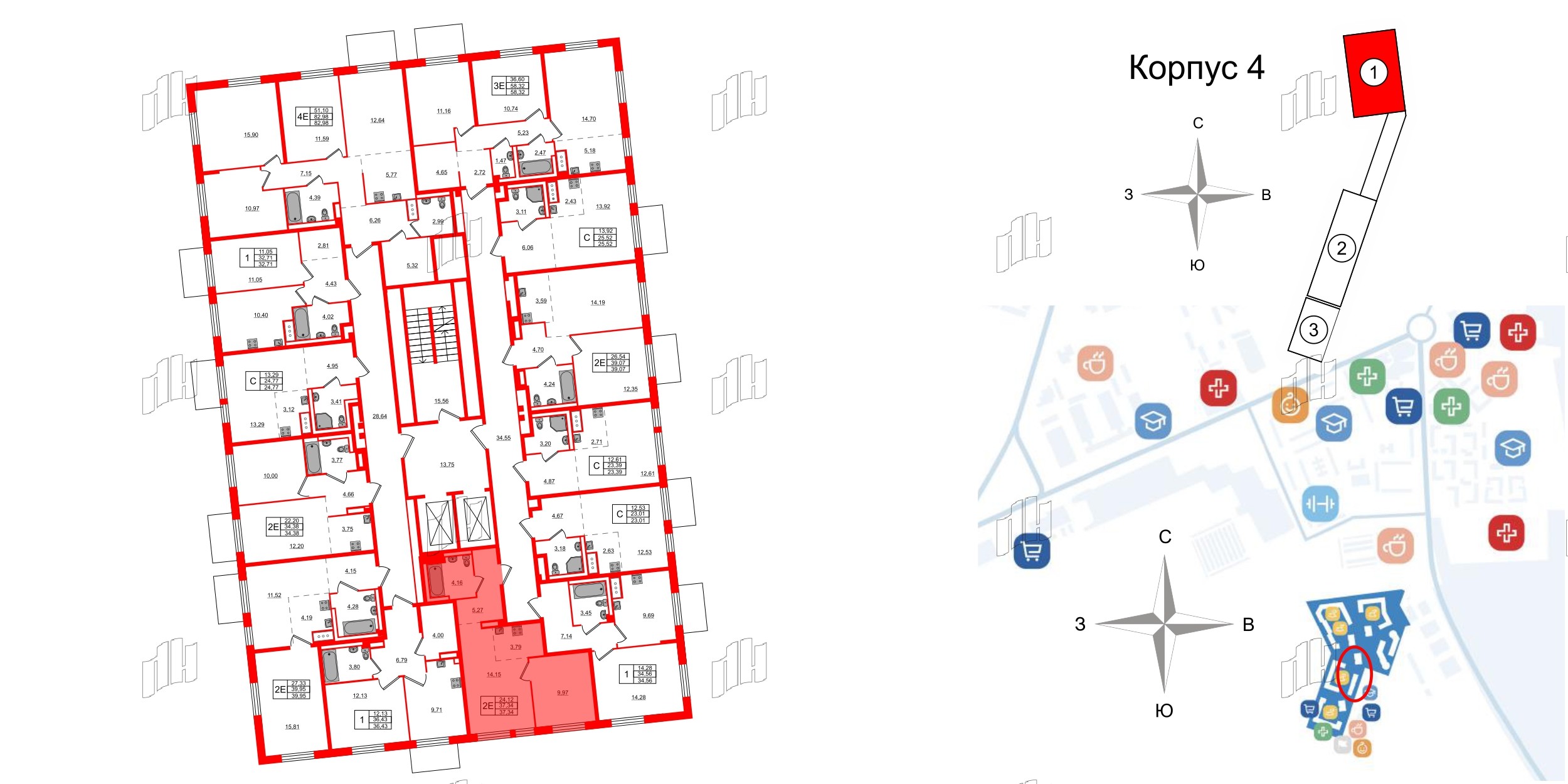 Квартира в ЖК Квартал Лаголово, 1 комнатная, 37.34 м², 6 этаж
