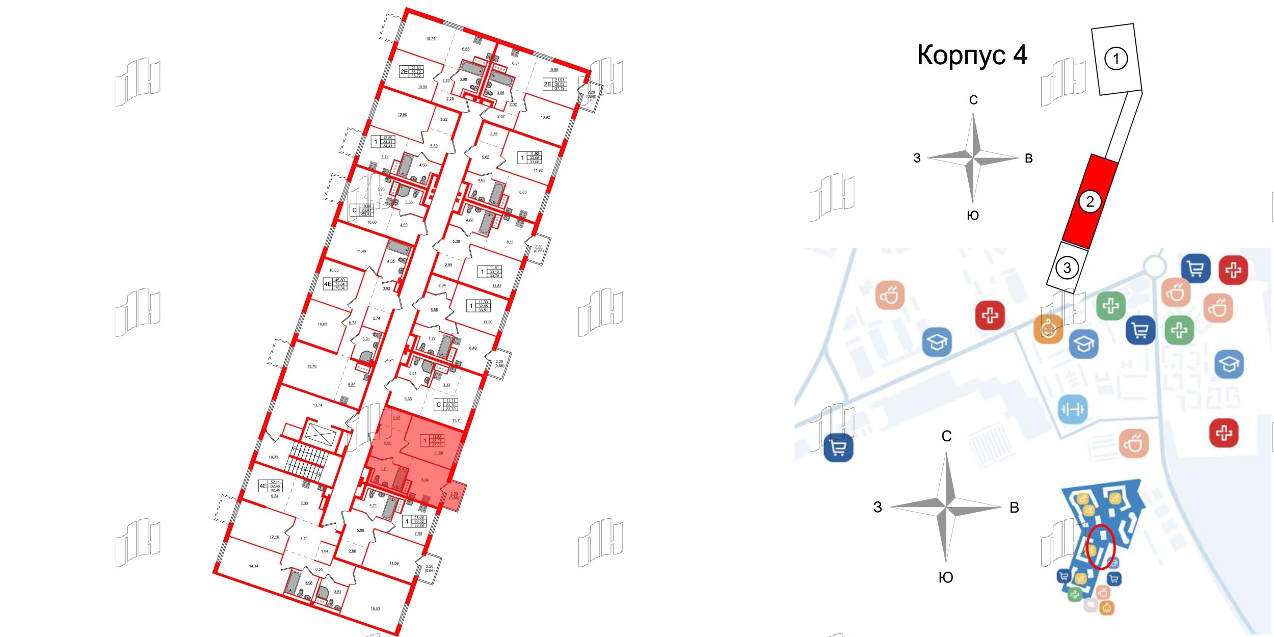 Квартира в ЖК Квартал Лаголово, 1 комнатная, 33.93 м², 3 этаж
