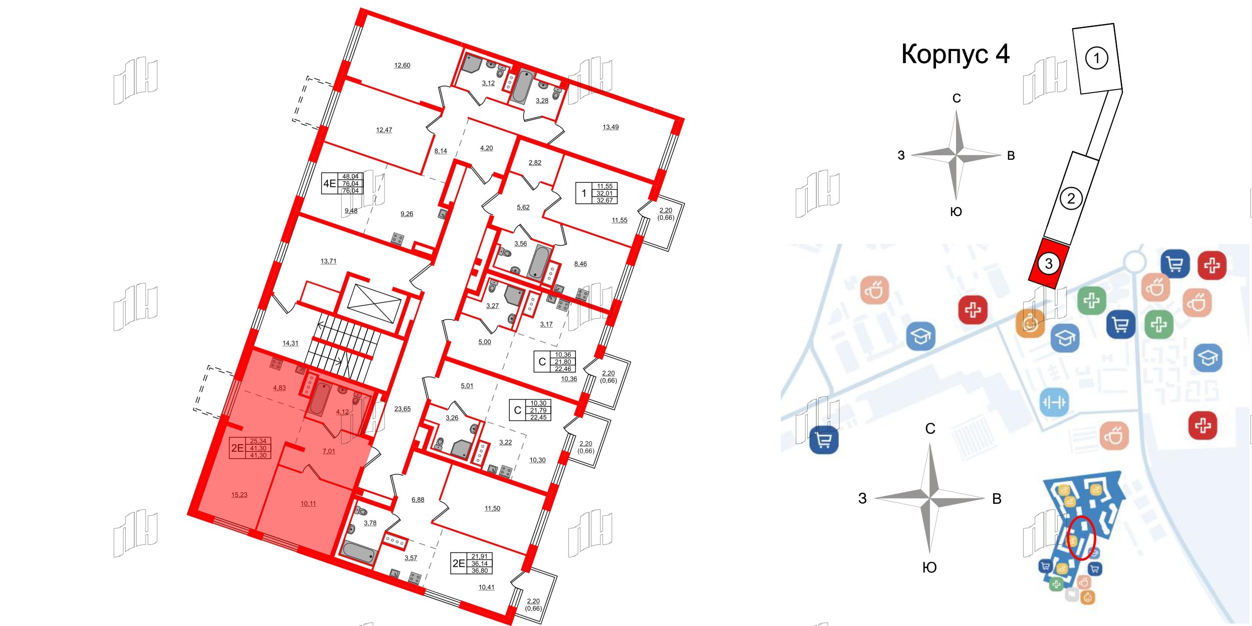 Квартира в ЖК Квартал Лаголово, 1 комнатная, 41.3 м², 7 этаж
