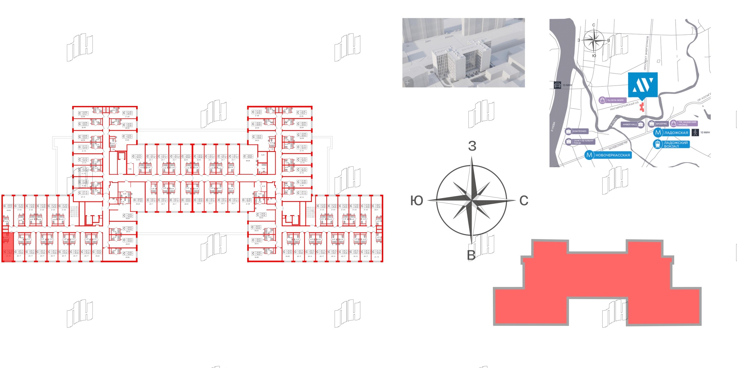 Апартаменты в ЖК Ladozhsky Avenir, студия, 25.21 м², 12 этаж