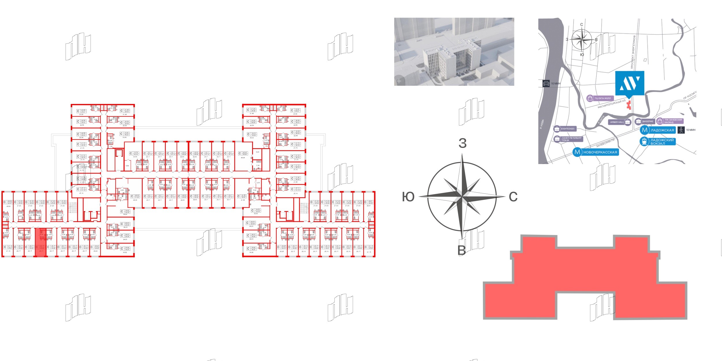 Апартаменты в ЖК Ladozhsky Avenir, студия, 24.22 м², 14 этаж